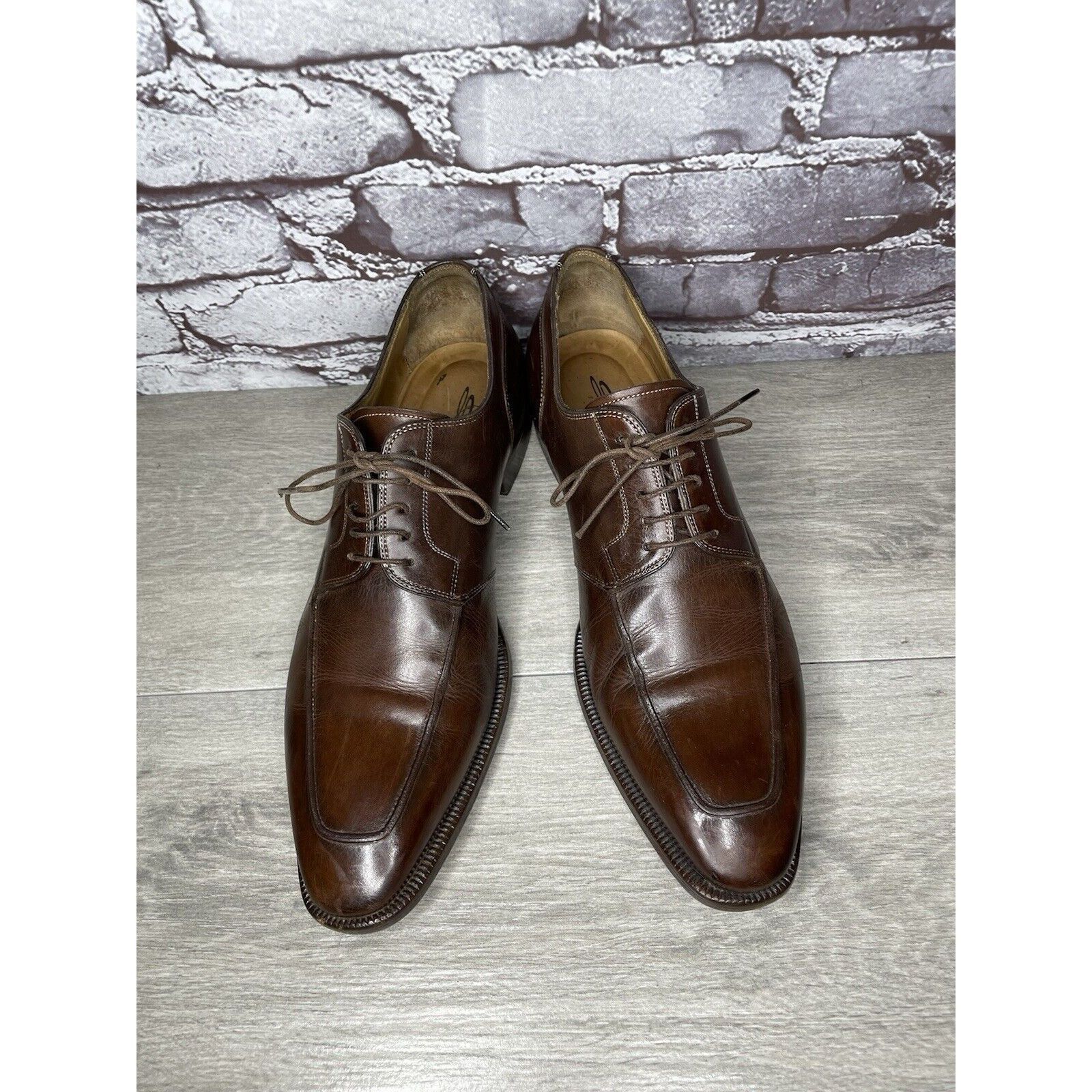 Santoni Santoni Brown Leather Apron Toe Loafers Oxfords Dress Shoes Size US 10 / EU 43 - 16 Thumbnail