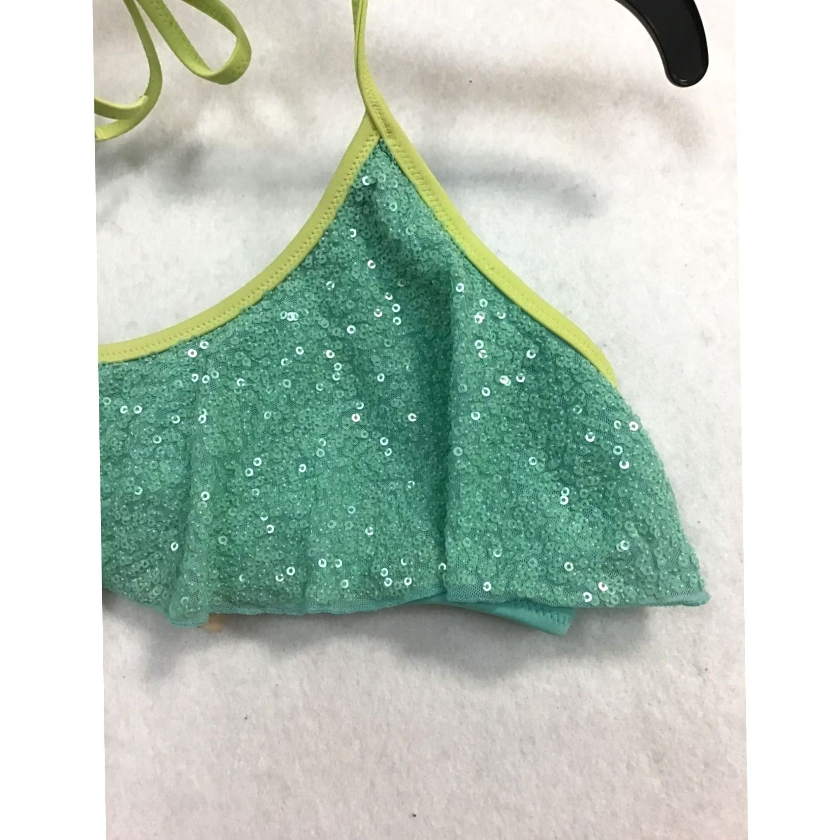 Swims Womens Sequined Ruffled Swim Top #1512 - Large Light Blue - Vintage Style Size L / US 10 / IT 46 - 3 Thumbnail