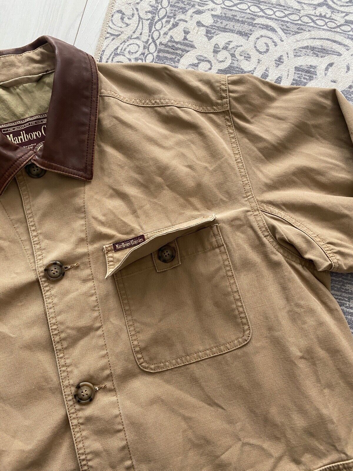 Marlboro Classics 90’s Marlboro Classics Jacket Beige Leather Collar Size US L / EU 52-54 / 3 - 7 Thumbnail