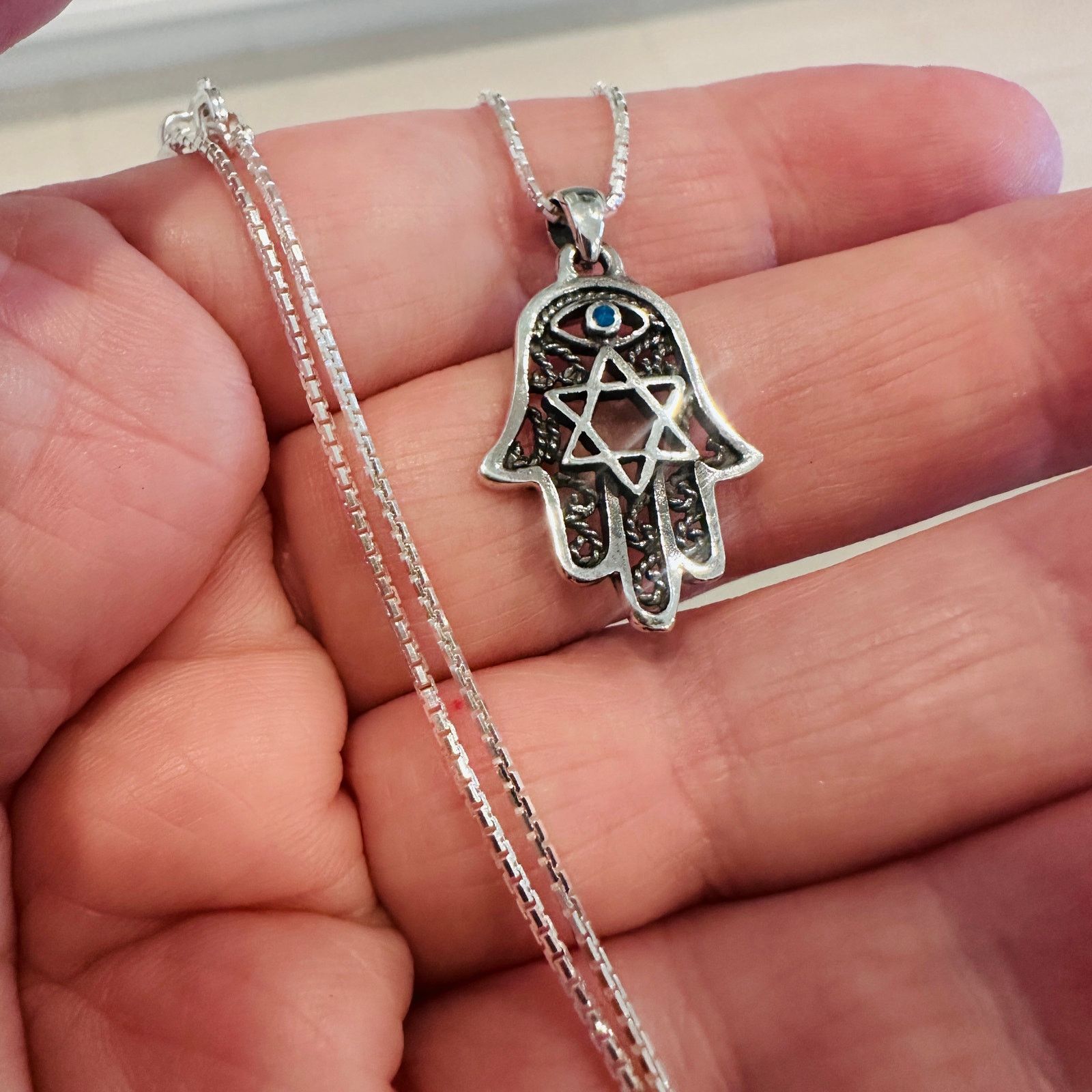 The Unbranded Brand Hamsa ,Star of David , Evil Eye & Turquoise Necklace Size ONE SIZE - 3 Thumbnail