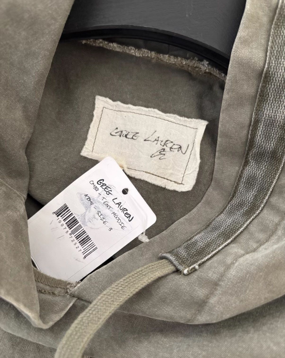 Greg Lauren Khaki tent cotton hoodie Size US L / EU 52-54 / 3 - 3 Thumbnail