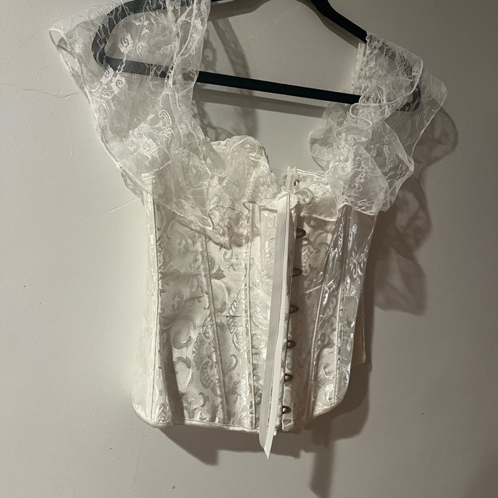 Other White lace corset. Corset draped lace shoulder w Lace up bak Size M / US 6-8 / IT 42-44 - 3 Thumbnail