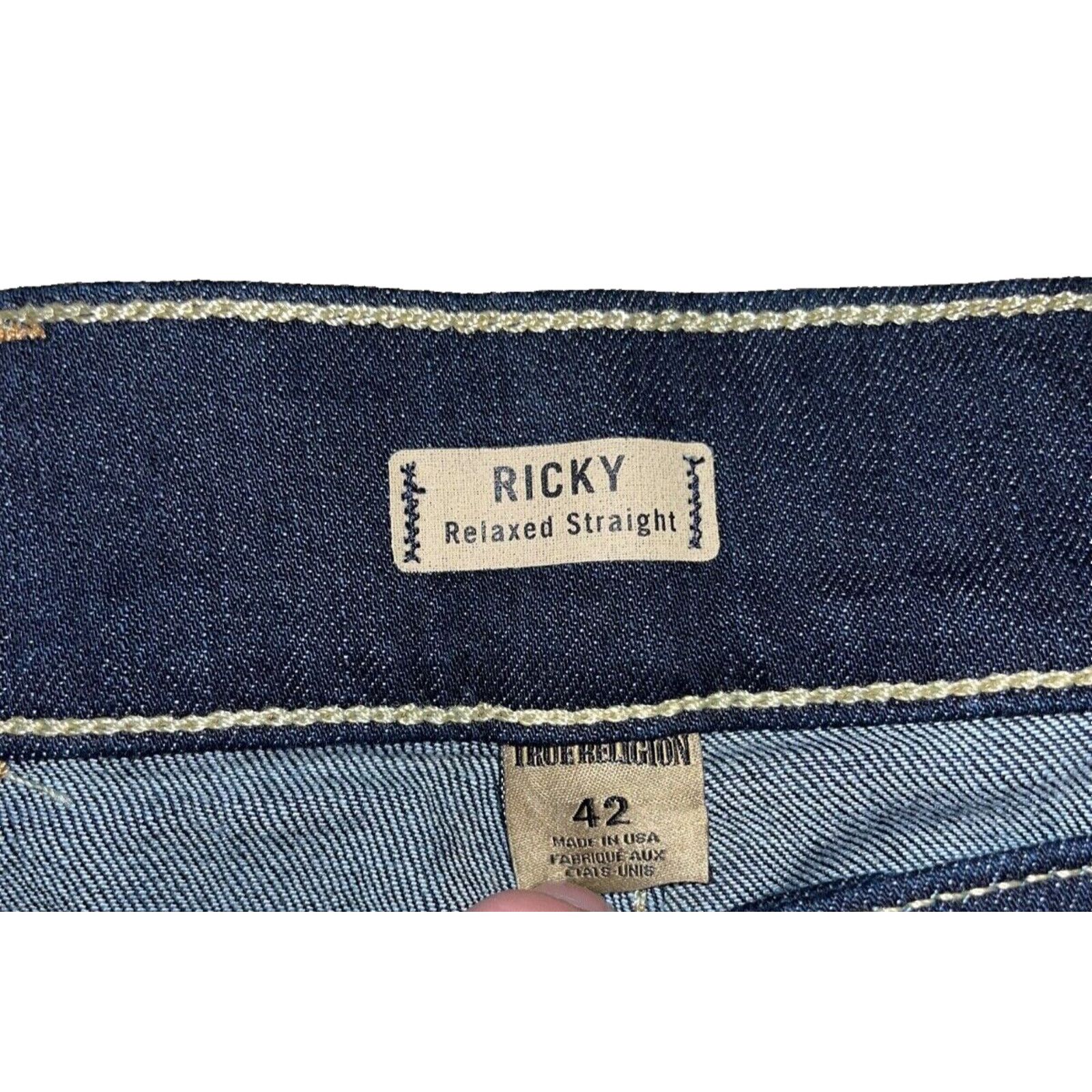 True Religion True Religion Ricky Straight Jeans Wanted Man Dark 42x34 Size US 42 / EU 58 - 11 Thumbnail