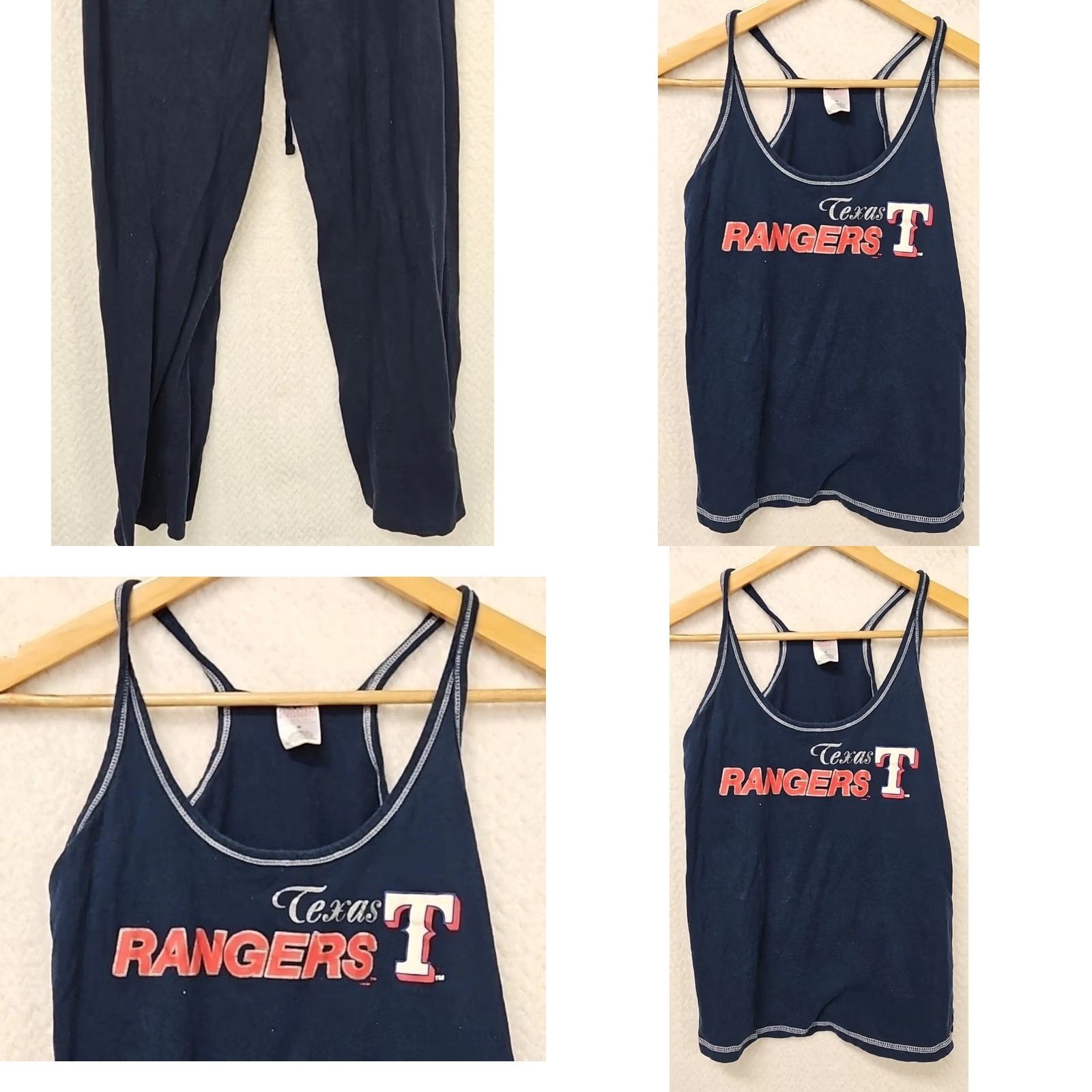 Vintage Texas Rangers MLB Womens Medium Lounge Set Cami Pajama Deep Navy Sideline Apparel Logo (Drawstring) Size ONE SIZE - 8 Thumbnail