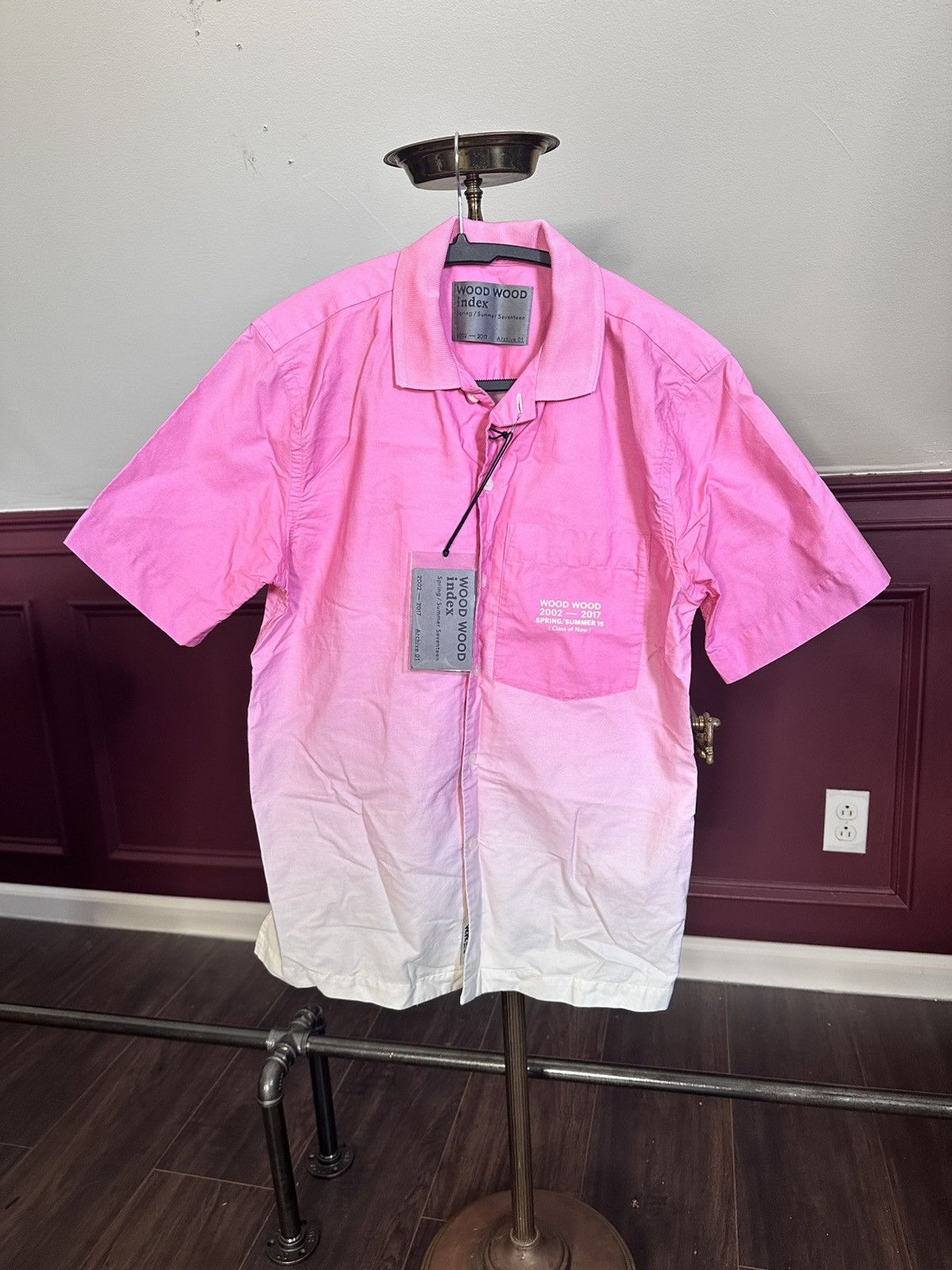 Wood Wood WOOD WOOD Denmark pink gradient S/S shirt w tags Size US S / EU 44-46 / 1 - 1 Thumbnail