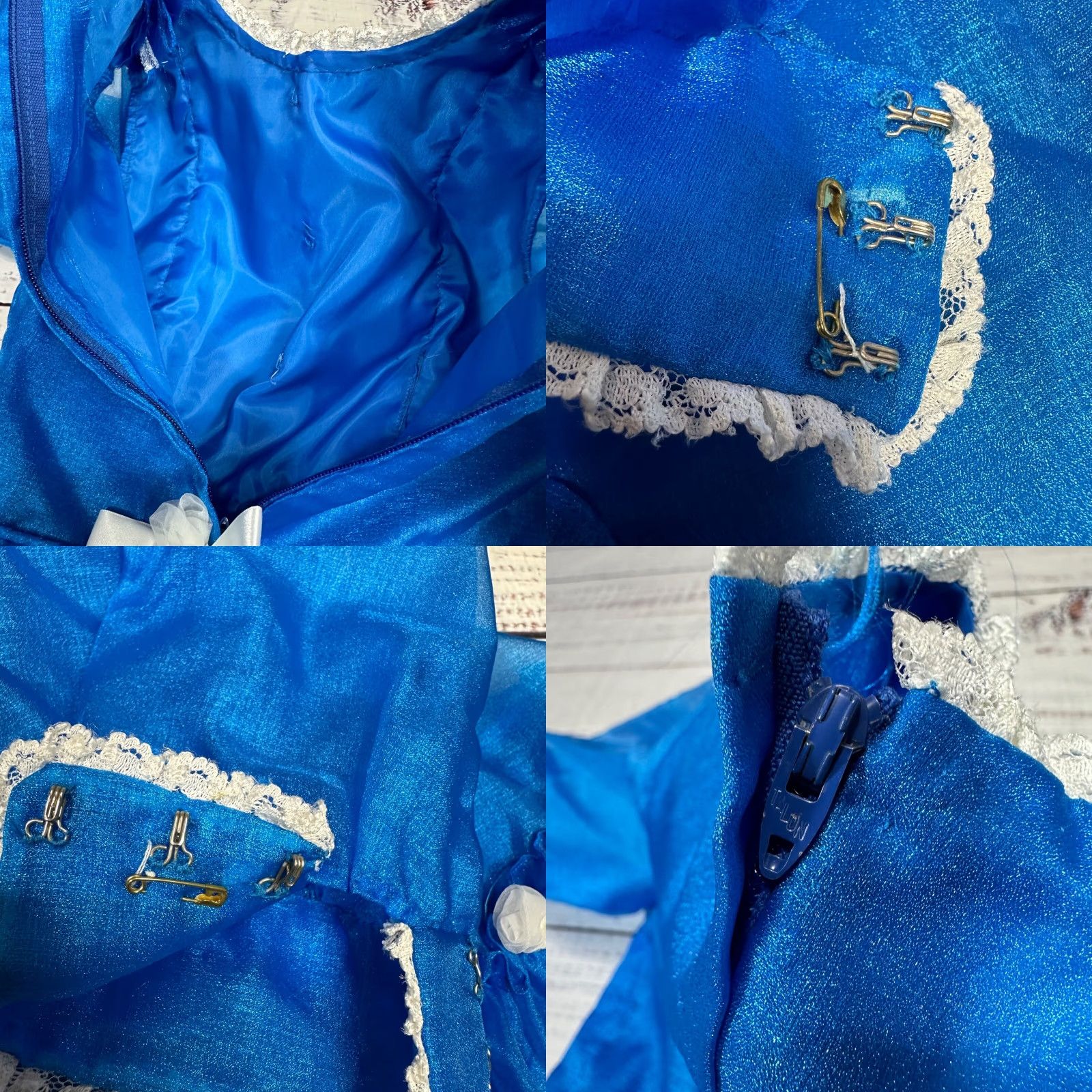 Vintage Vintage Girls Long Sleeve Dress Circle Blue 6 Polyester Lace Trim Size US S / EU 44-46 / 1 - 8 Thumbnail