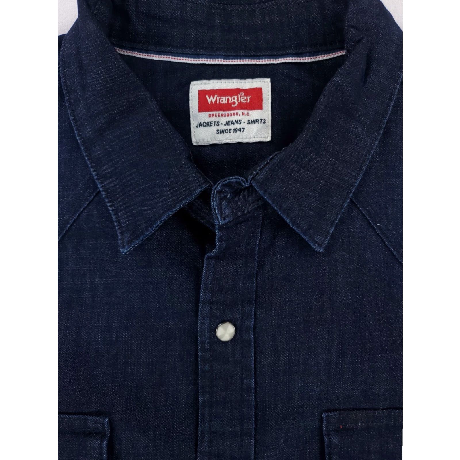 Wrangler Wrangler Pearl Snap Shirt Denim Long Sleeve Mens XL Blue Size US XL / EU 56 / 4 - 2 Thumbnail