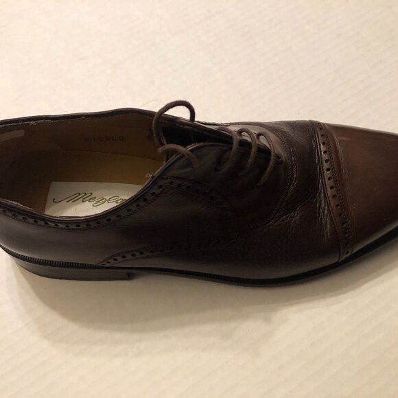 image of Mezlan Men's Brown Leather Lace Up Dress Shoes Size: 8