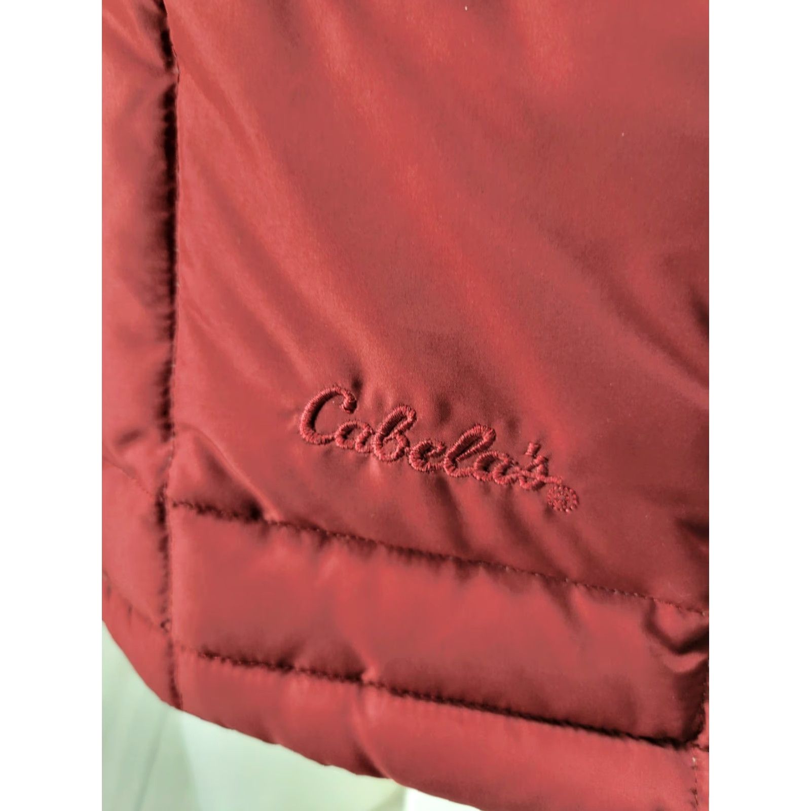Vintage Cabela's Mens LARGE Premier Northern Goose Down Maroon/ Red Puffer Vest 650 Fill Size US L / EU 52-54 / 3 - 3 Thumbnail
