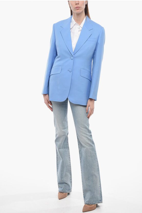 Miu Miu og1mm0724 Wool Virgin Levantina Blazer in Light Blue Size M / US 6-8 / IT 42-44 - 4 Thumbnail
