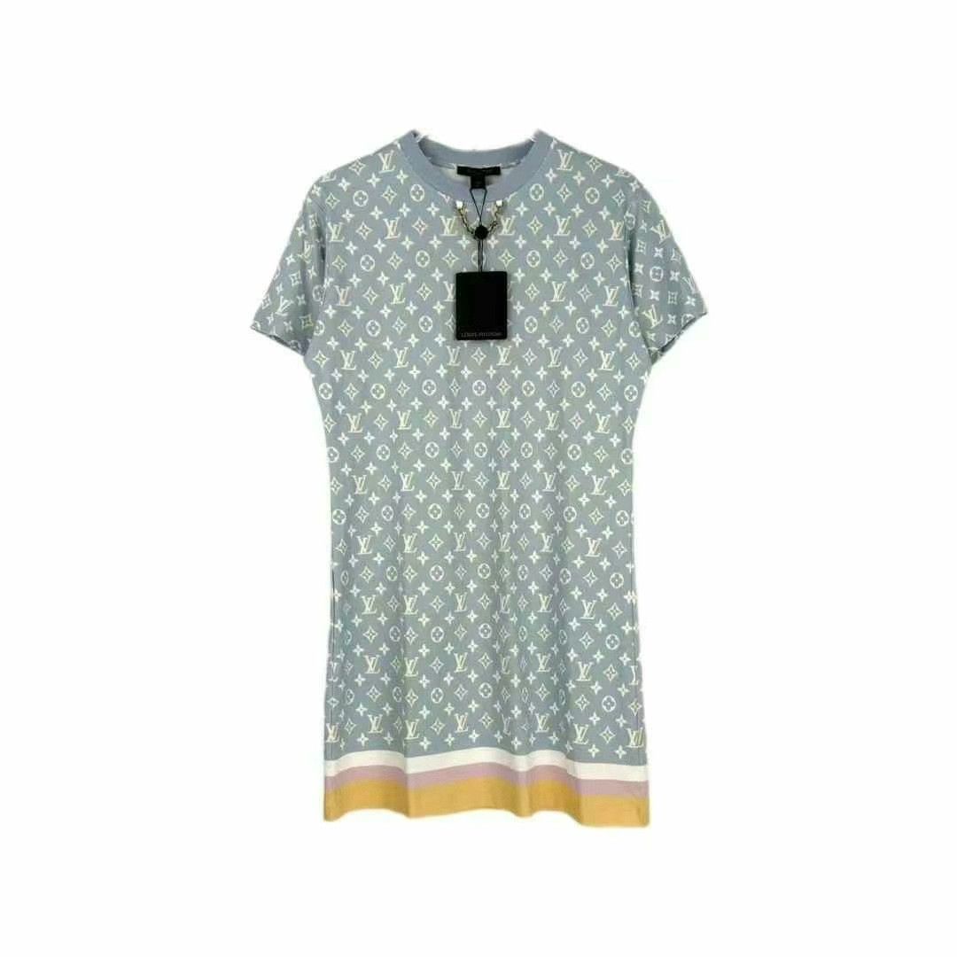 Balenciaga blue logo chain short sleeve dress Size L / US 10 / IT 46 - 1 Thumbnail