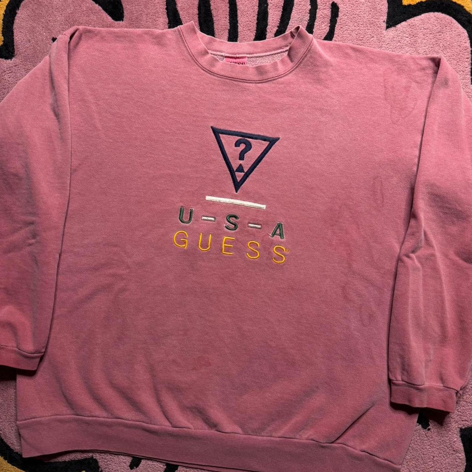 Guess × Vintage Vintage 90’s Guess USA Embroidered Logo Crewneck Sweatshirt Size US M / EU 48-50 / 2 - 2 Thumbnail