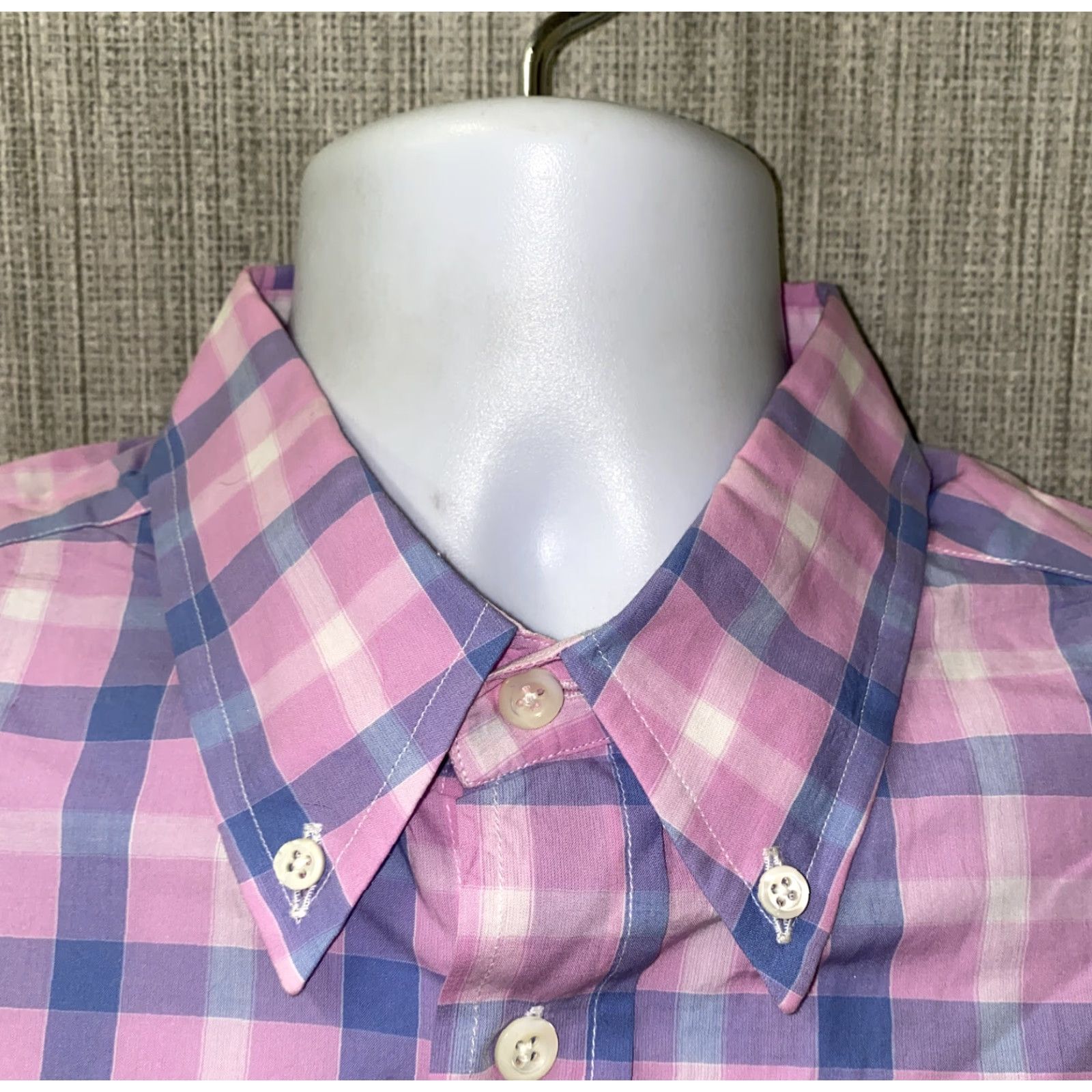 Billy Reid Billy Reid Shirt Mens Pink/Purple Long Sleeve Button-Up Size L Armpit 24in Button Front Cotton? Check Pattern Size US L / EU 52-54 / 3 - 3 Thumbnail