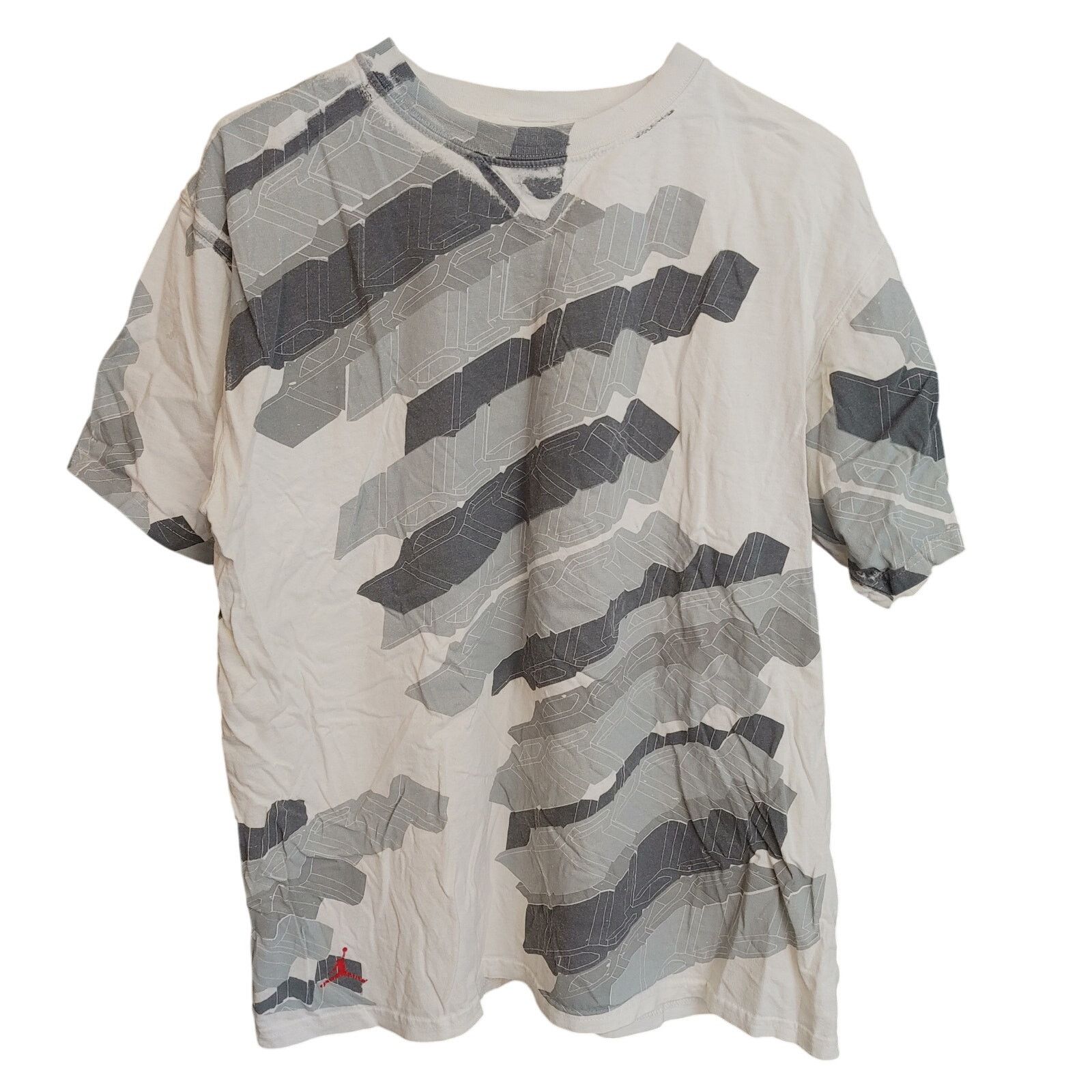 Other Air Jordan Men's LG White Gray Geometric Pattern T-Shirt Size US L / EU 52-54 / 3 - 1 Thumbnail