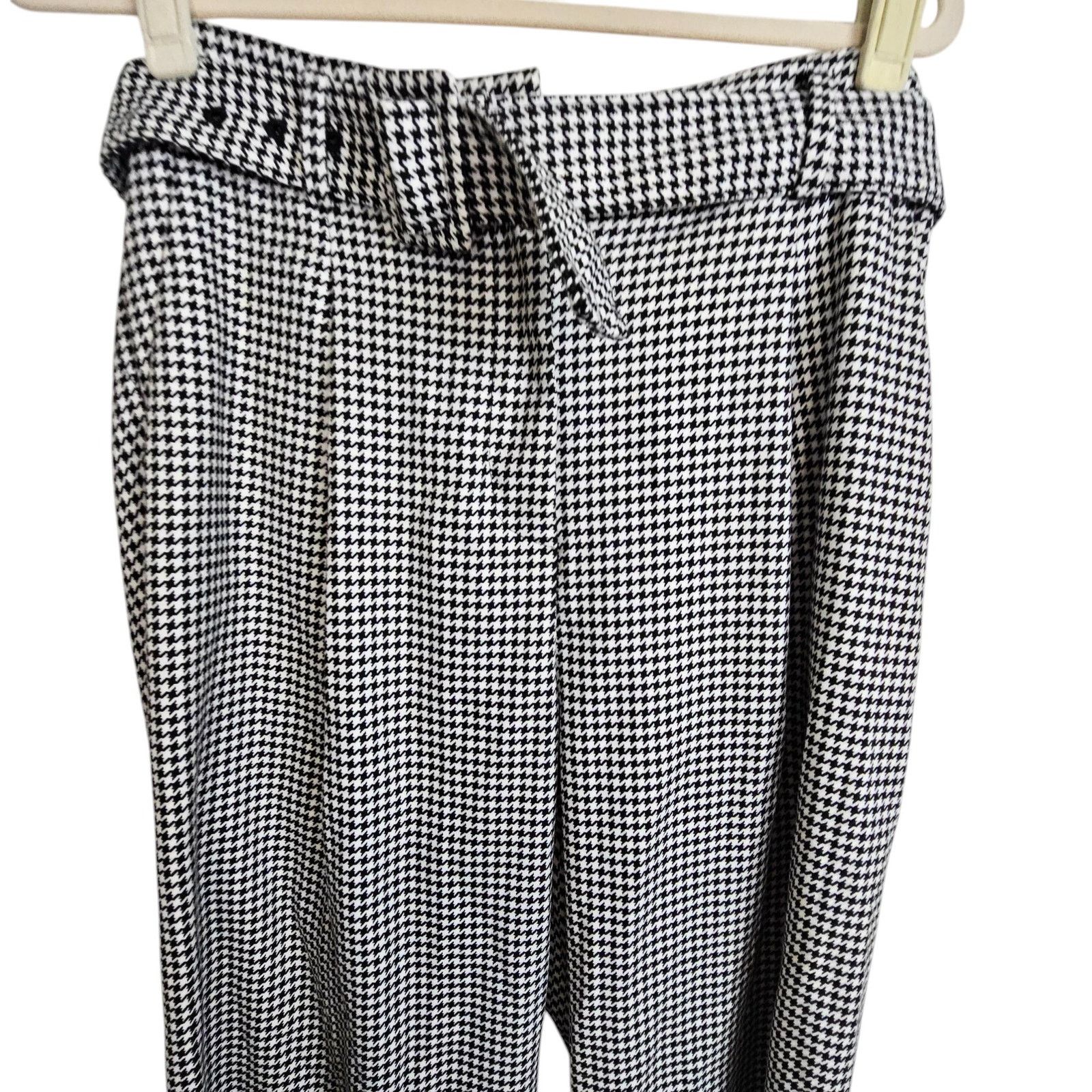 Loft Loft Womens Houndstooth Wide Leg Trousers Pants Size 8 Caree Size 30" / US 8 / IT 44 - 3 Thumbnail