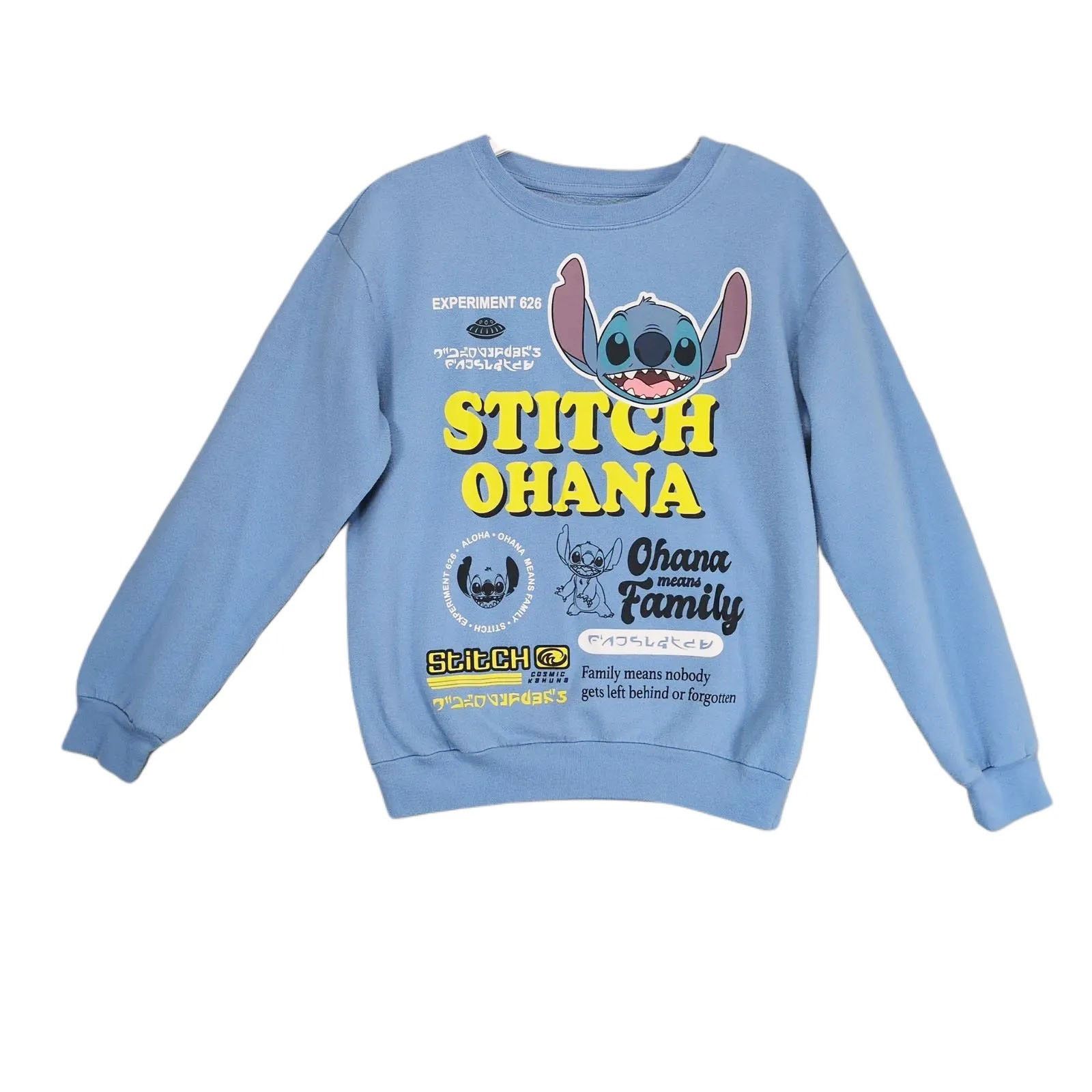 Disney Disney Lilo & Stitch Ohana Blue Pullover Graphic Sweatshirt Size L / US 10 / IT 46 - 1 Thumbnail