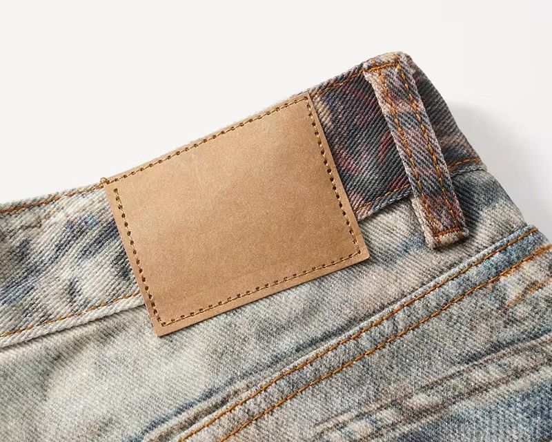 Jean × Vintage Streetwear Design Old Patch Retro Printing Distressed Jeans Size US 35 - 18 Thumbnail