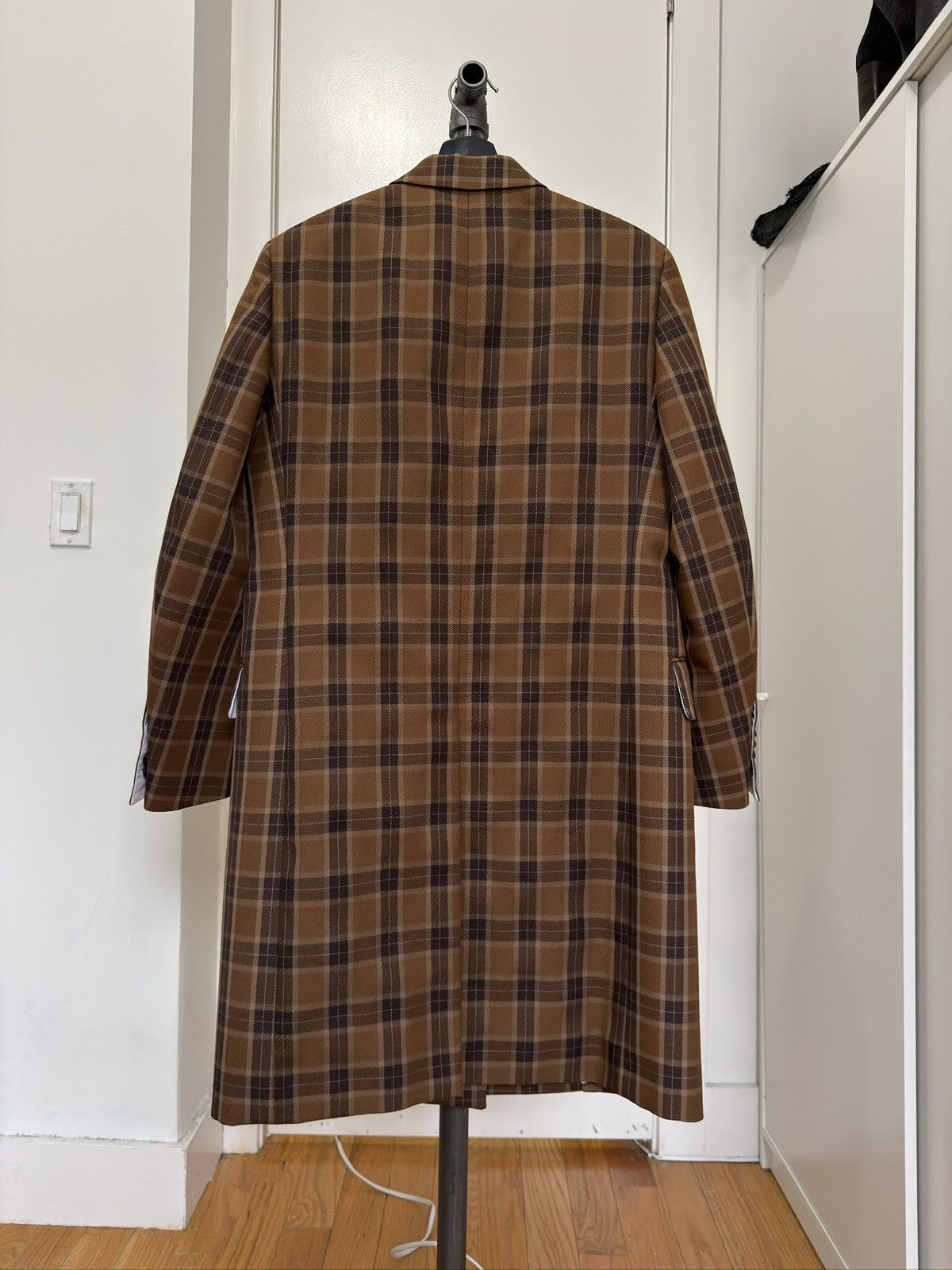 Calvin Klein 205W39NYC SS18 Brown Plaid Tailored Coat Size S / US 4 / IT 40 - 2 Thumbnail