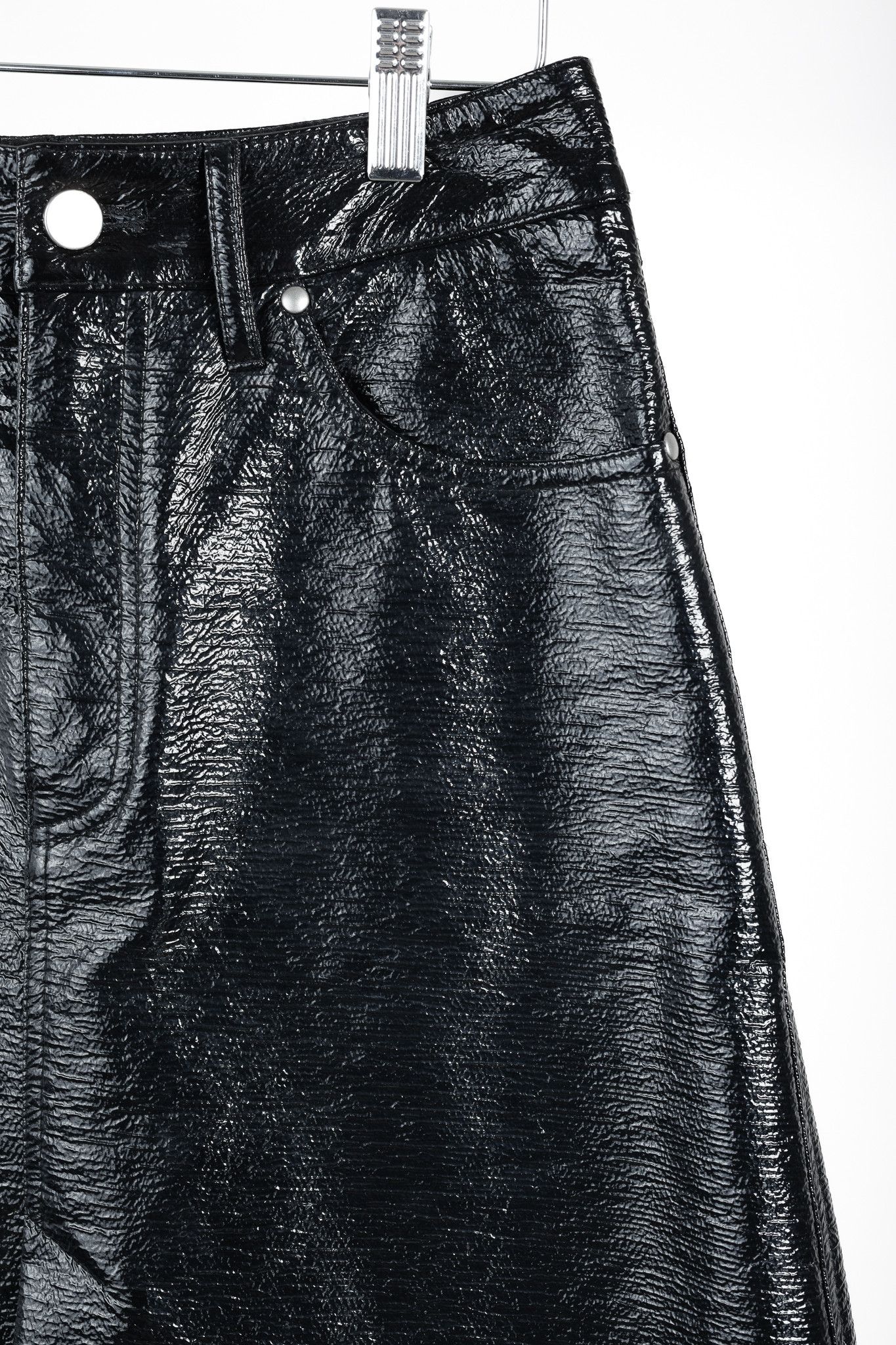 Designer Beaufille Latona Black Patent Faux-Leather Skirt Size 26" / US 2 / IT 38 - 4 Thumbnail