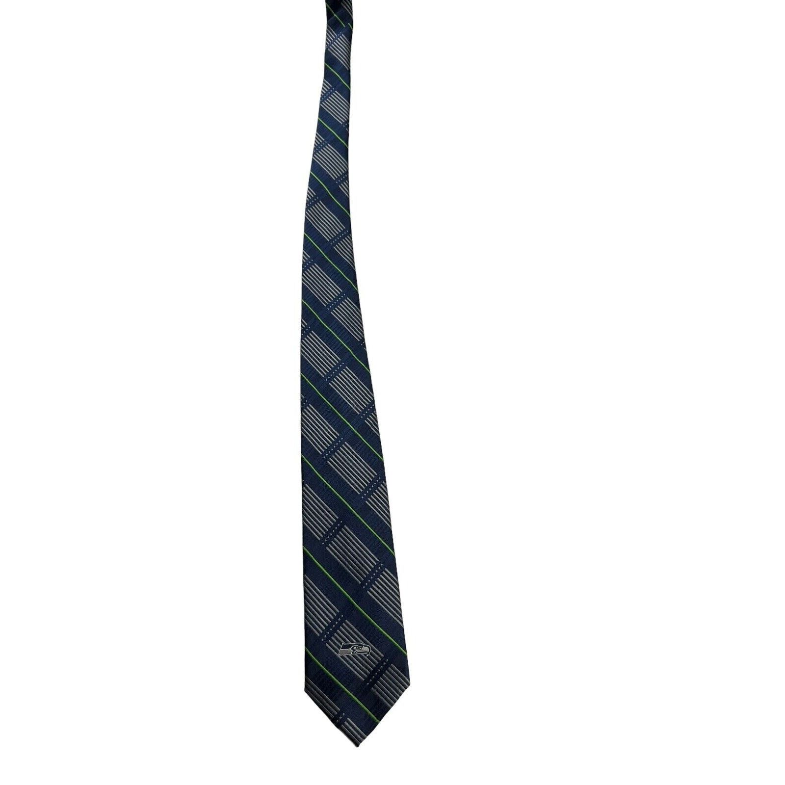 NFL NFL Seattle Seahawks Striped Embroidered Mascot Necktie Size ONE SIZE - 3 Thumbnail