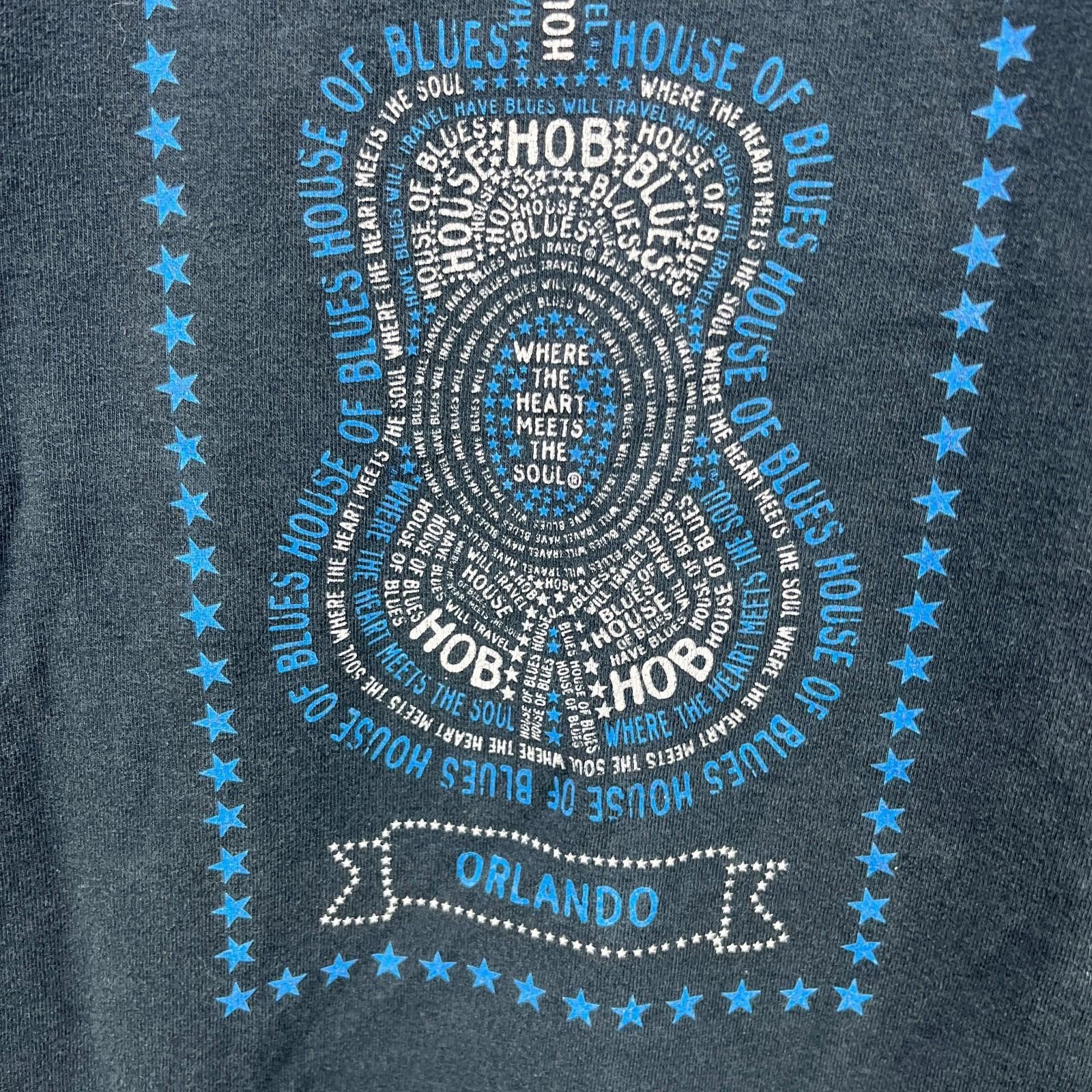 Vintage House Of Blues Orlando Guitar Faded T Shirt 2XL