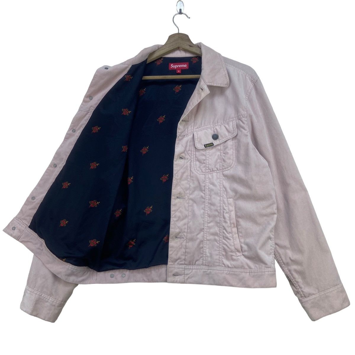Supreme Supreme Velvet Dusty Pink Trucker Jacket Size US M / EU 48-50 / 2 - 2 Thumbnail