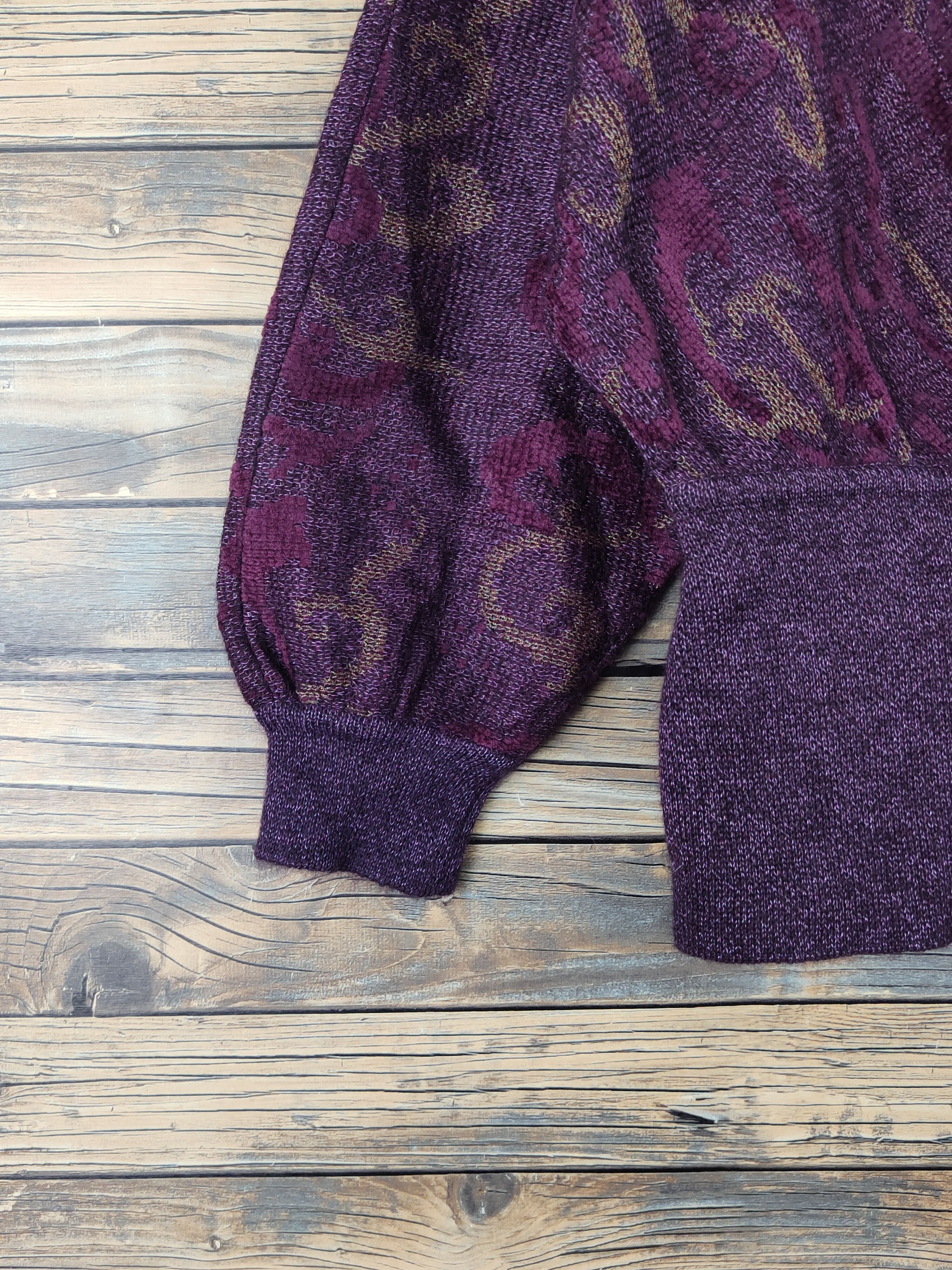 Homespun Knitwear Blance Dark Purple Knitwear Blouses cardigan vintage #W2028 Size M / US 6-8 / IT 42-44 - 4 Thumbnail