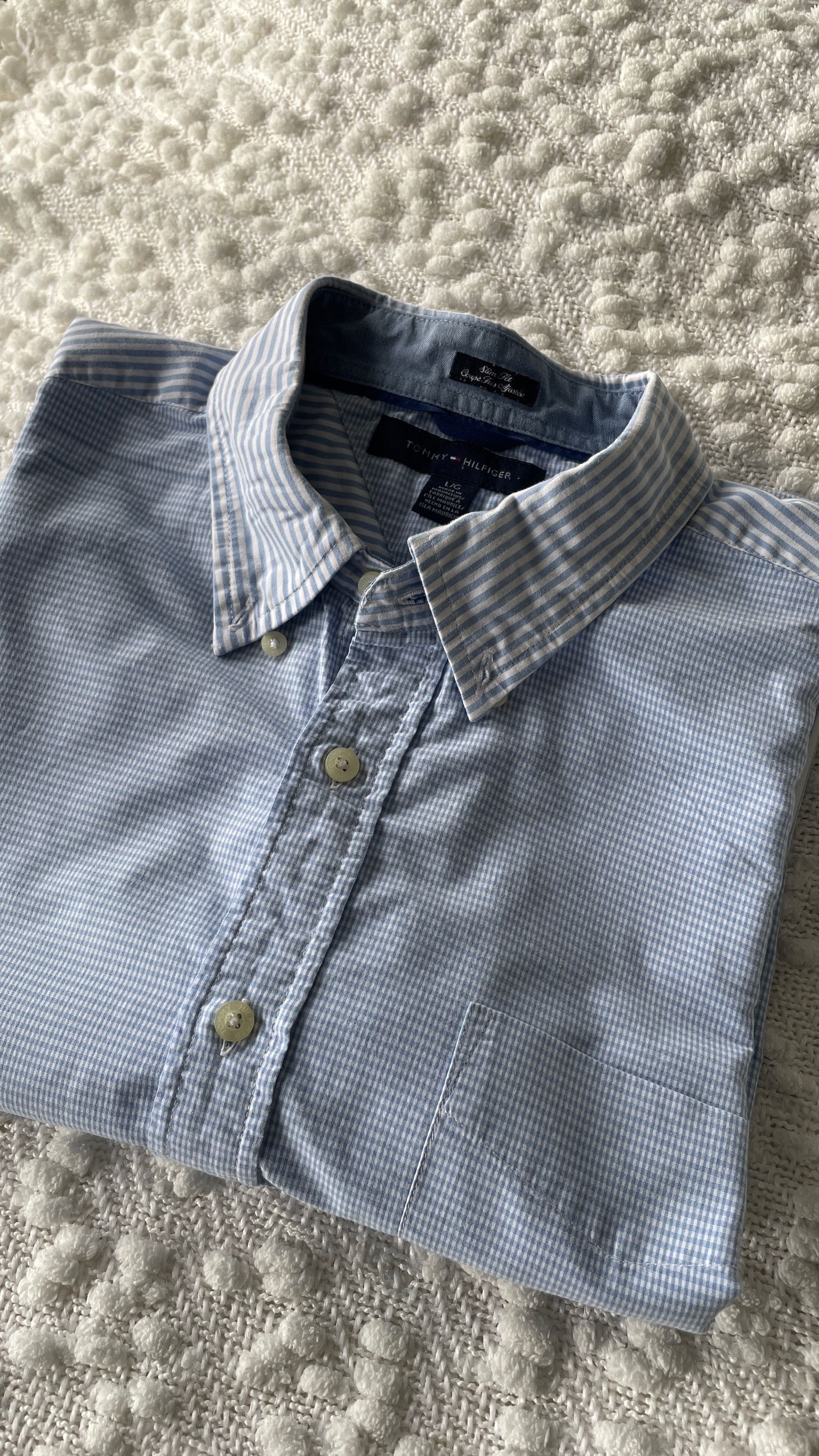 Tommy Hilfiger BLUE AND WHITE SHIRT TOMMY HILFIGER (L) Size US L / EU 52-54 / 3 - 5 Thumbnail