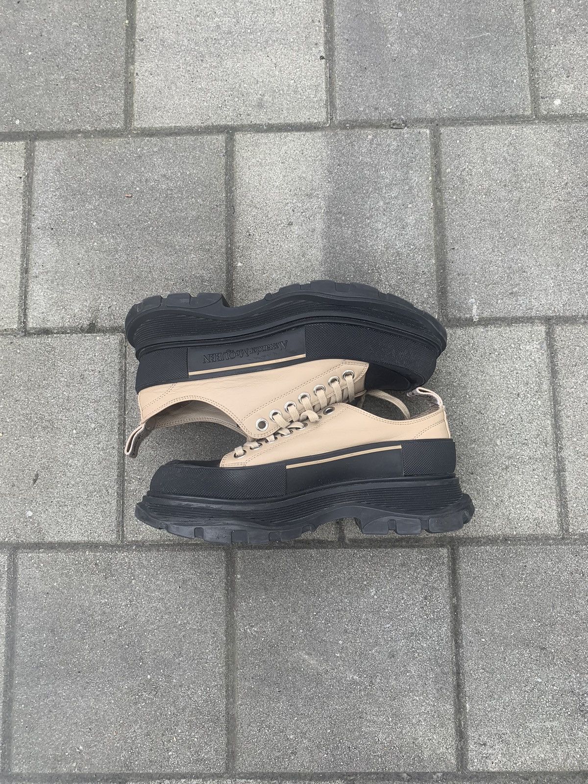 Alexander McQueen Leather Colorblock Pattern Sneakers