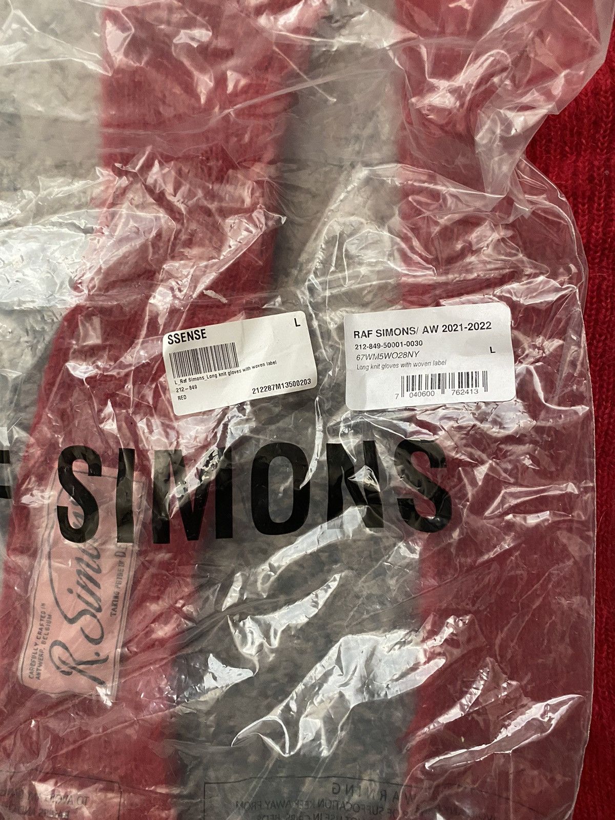 Raf Simons Raf Simons Red Mohair Long Logo Gloves Size ONE SIZE - 13 Thumbnail