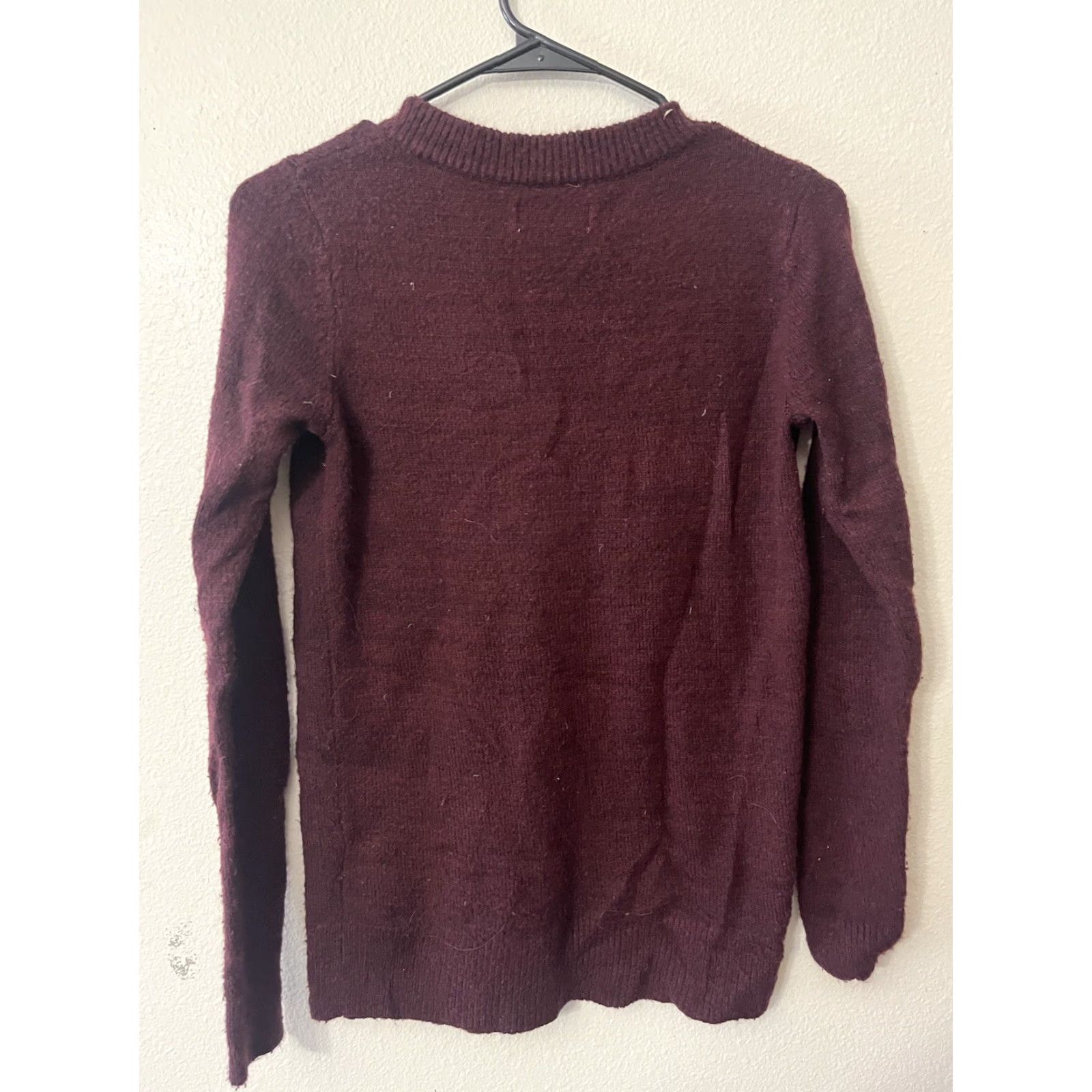Abercrombie & Fitch Abercrombie & Fitch Sweater Womens V-Neck Wool Blend Maroon Sz S Open-Knit Pullover Casual Business City Preppy Size S / US 4 / IT 40 - 3 Thumbnail