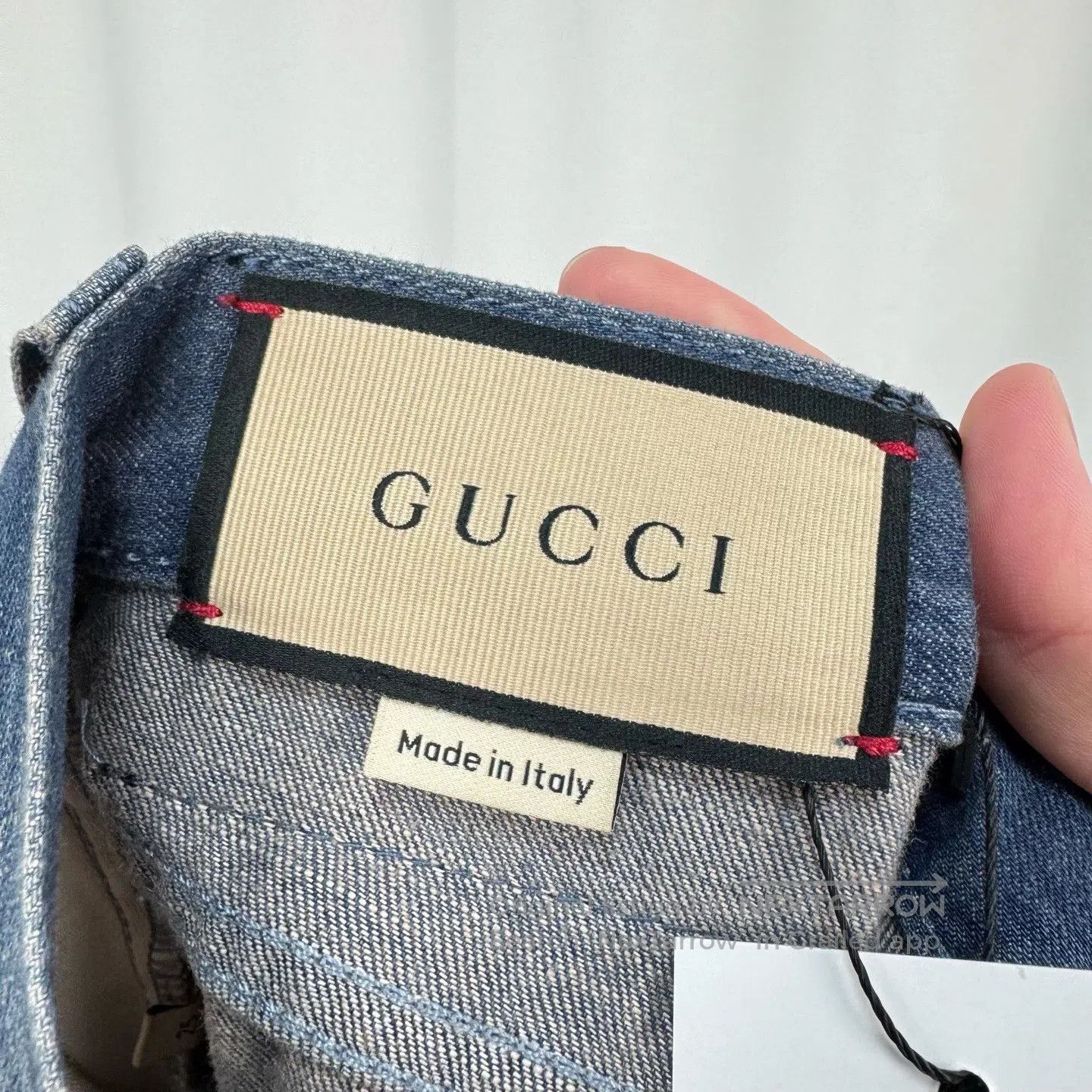 Gucci Guicci Leather Patch Washed Flare Denim Jeans| Size US 31 - 5 Thumbnail