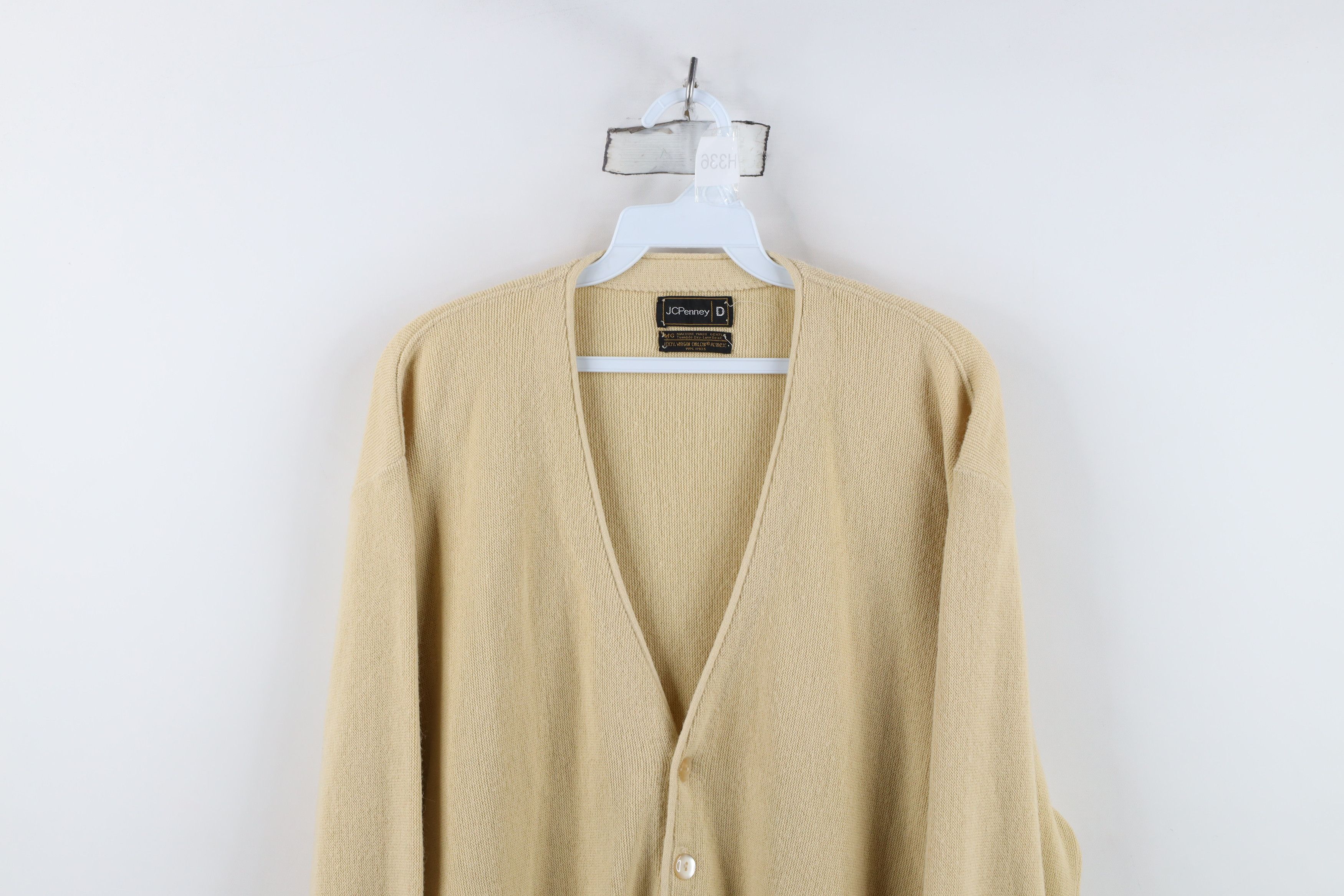 Vintage Vintage 70s Streetwear Knit Cardigan Sweater Beige USA Size US XL / EU 56 / 4 - 2 Thumbnail