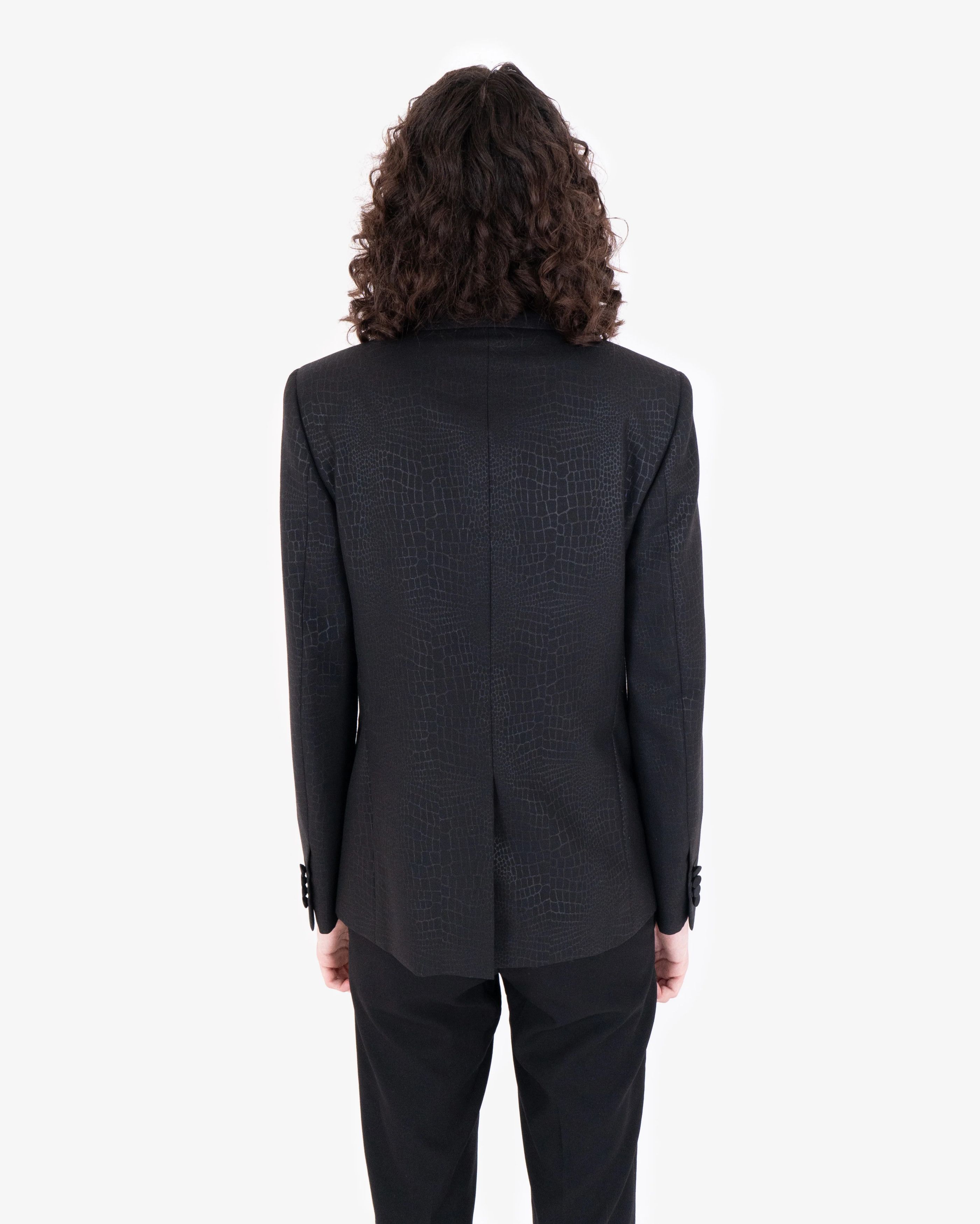 Saint Laurent Paris Crocodile Wax Print Le Smoking Jacket (FW14) Size US XS / EU 42 / 0 - 7 Thumbnail