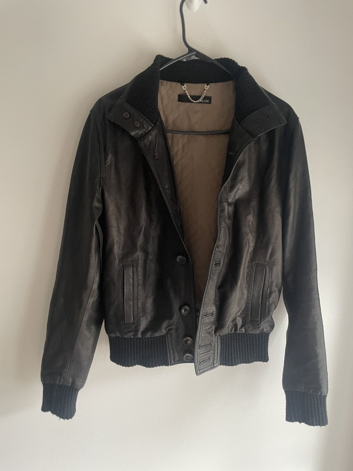 Dacute Ribbed Cropped Leather Jacket Size US M / EU 48-50 / 2 - 11 Thumbnail
