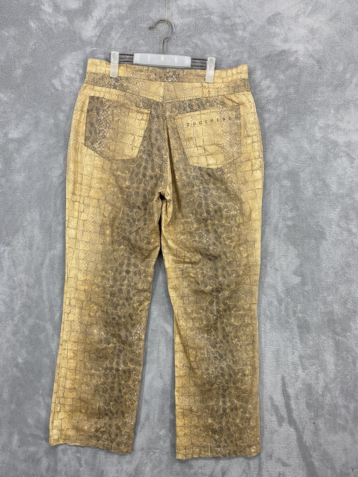 Vintage Y2K VINTAGE FEATHER CROCODILE PANTS PRINT MADE IN ITALY Size US 34 / EU 50 - 1 Thumbnail