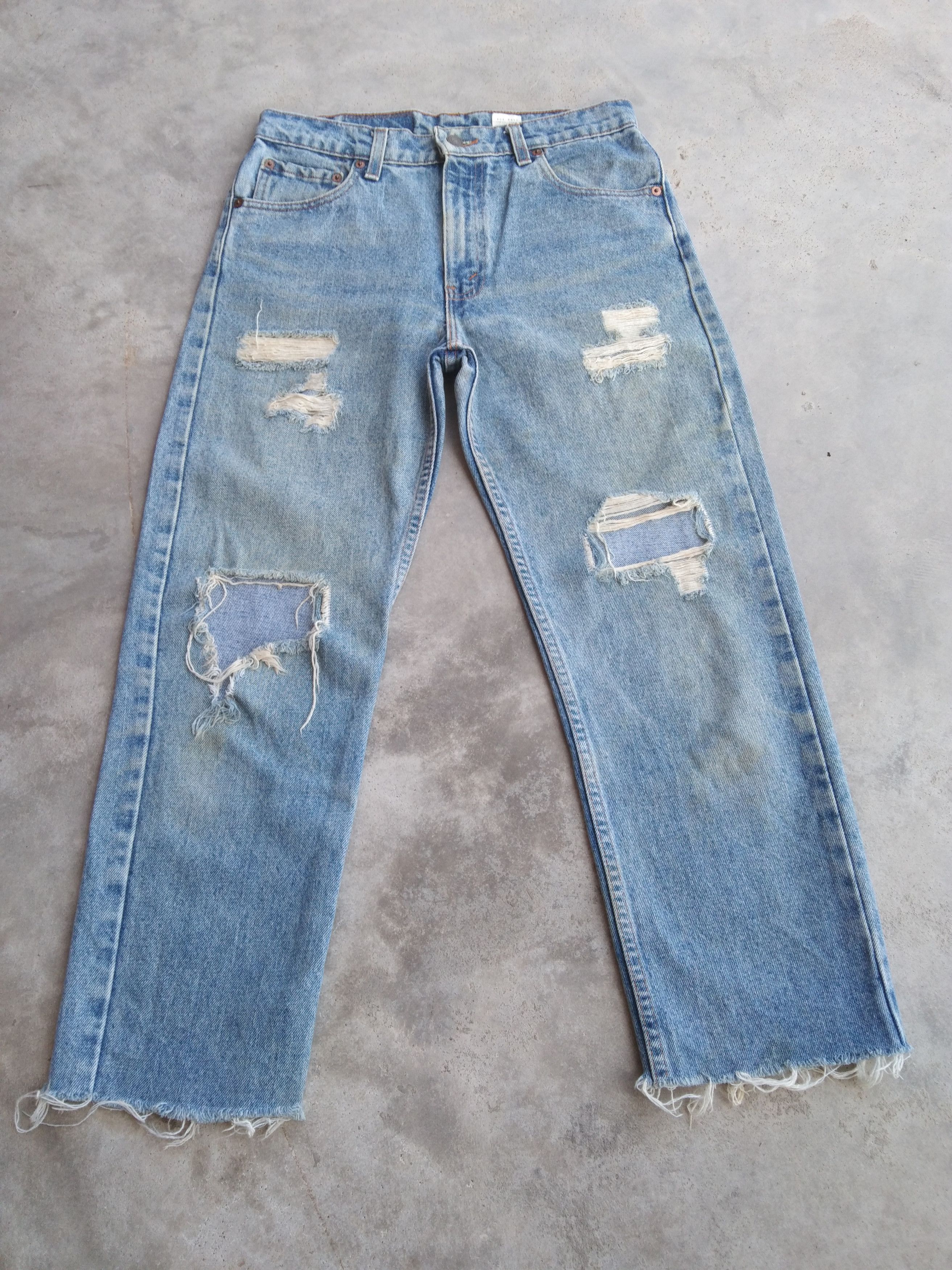 90s Vintage Levi's Jeans 505 Cropped Distressed Denim