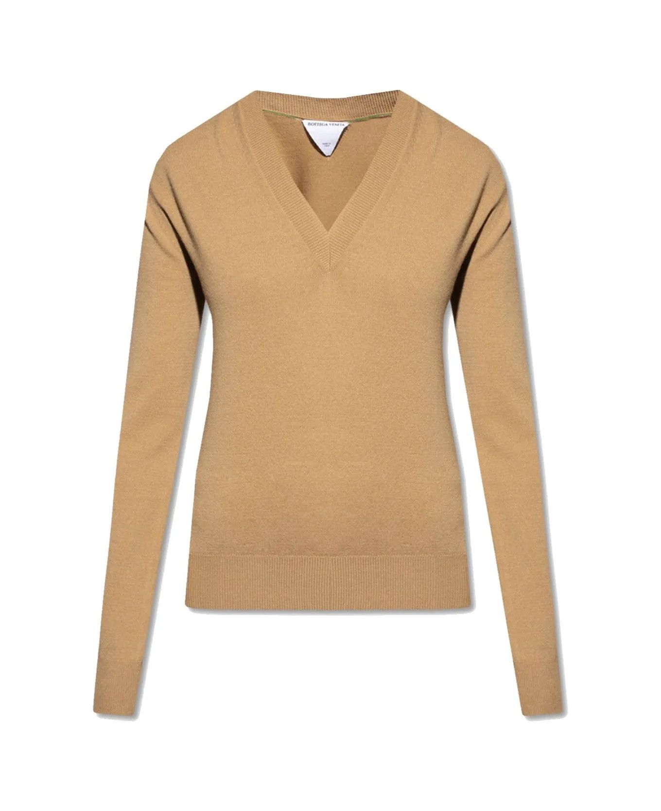 Bottega Veneta o1y0725 V-neck Sweater in Sand Size S / US 4 / IT 40 - 1 Thumbnail