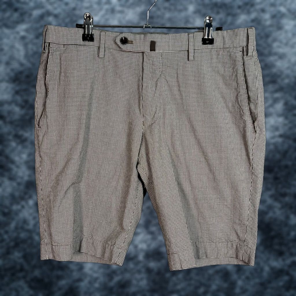 United Arrows VINTAGE United Arrows Shorts Chino Men L Brown Houndstooth Cotton Blend 32W 10in Inseam Mens Size Large Size US 33 - 1 Thumbnail