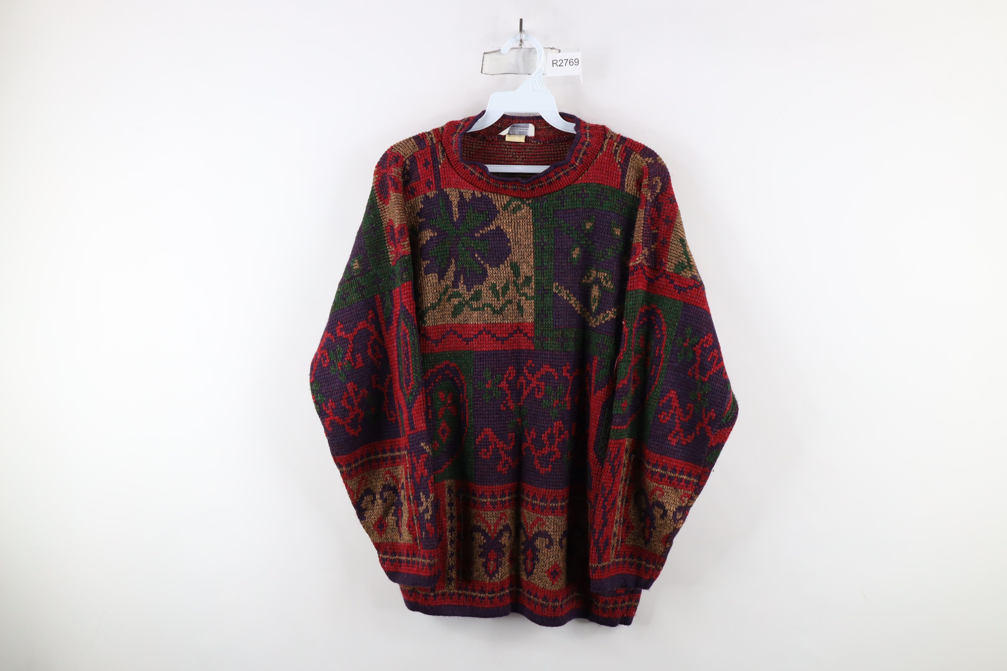 Vintage Vintage 90s Streetwear Paisley Fair Isle Knit Sweater USA Size XL / US 12-14 / IT 48-50 - 1 Thumbnail