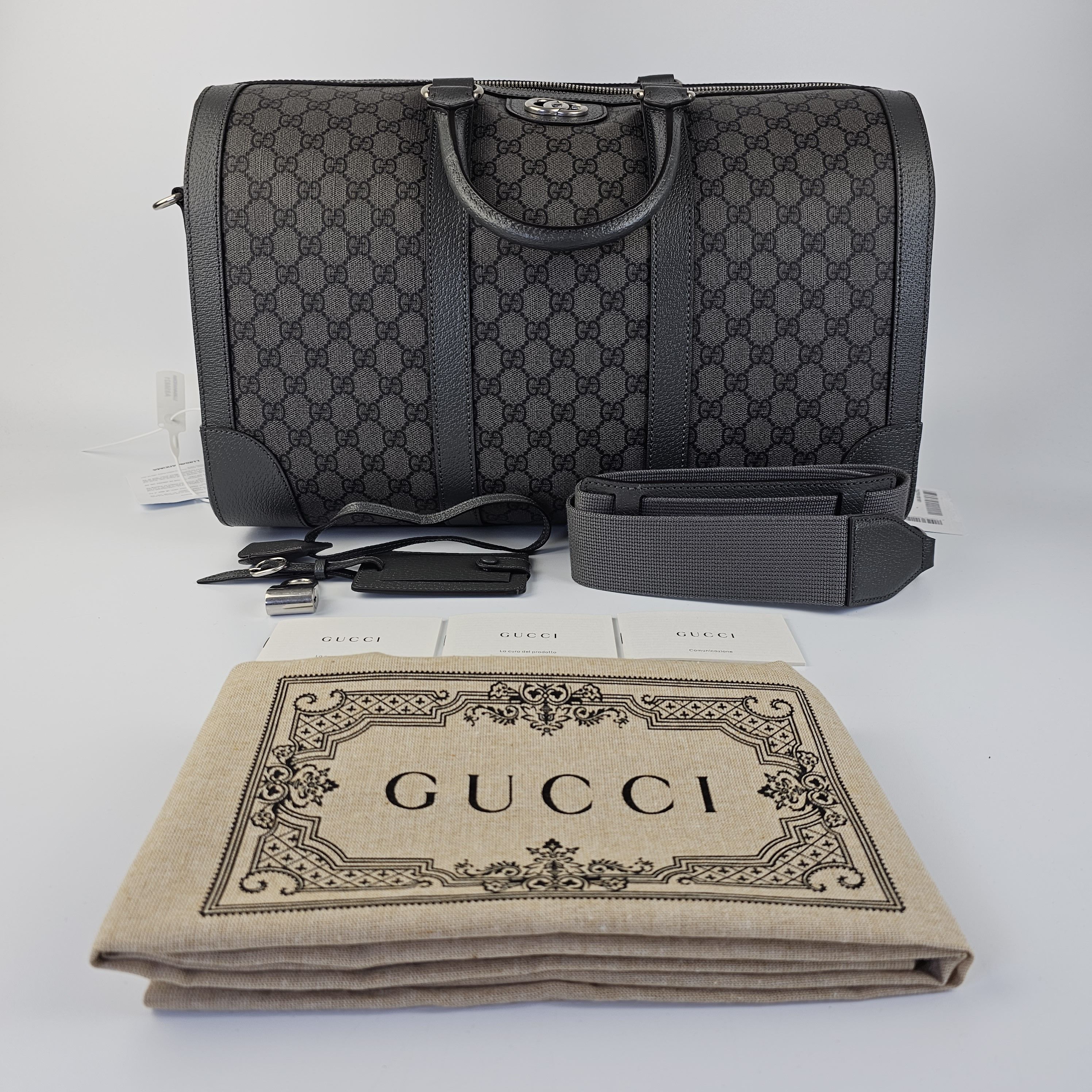 Gucci Gucci Ophidia Medium $2750 Grey/Black Duffle Bag New Size ONE SIZE - 2 Thumbnail
