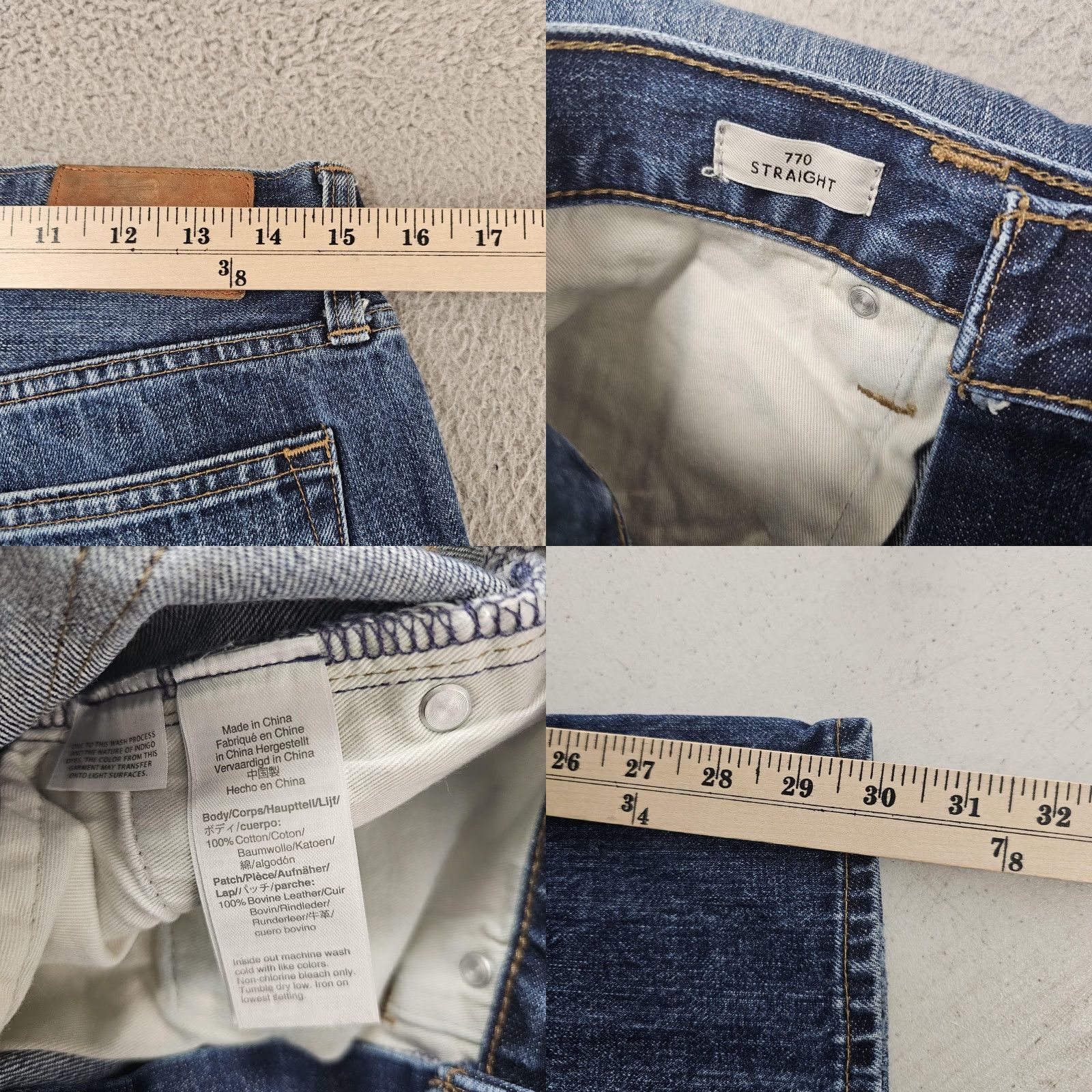 J.Crew J.CREW 770 Straight Jeans Mens 29x30 Distressed Denim Classic Fit Blue Leather Patch Pocket Vintage No Size US 29 - 8 Thumbnail