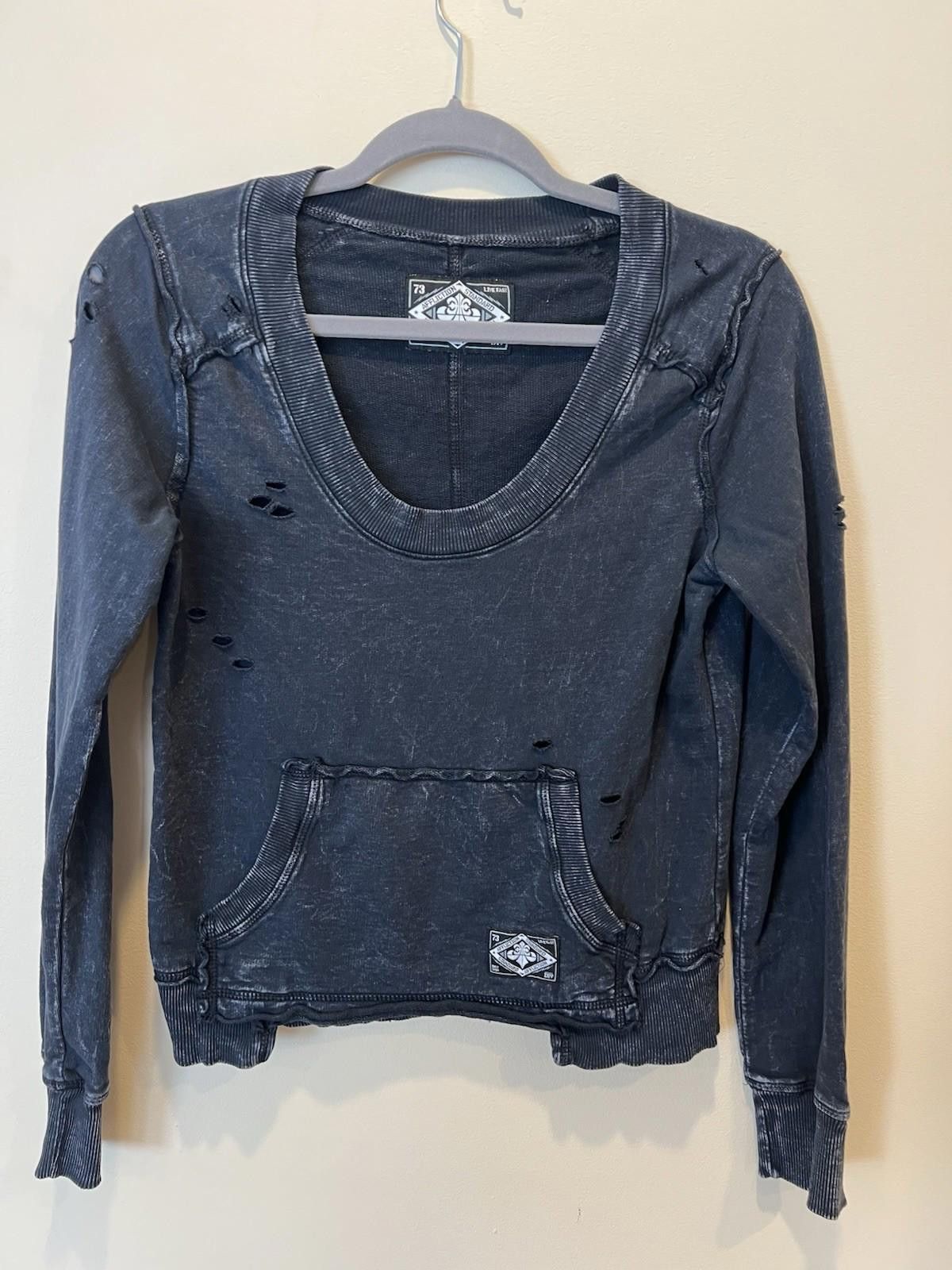 Affliction Affliction Standard Distressed Y2K Pullover Hoodie S Women Size S / US 4 / IT 40 - 1 Thumbnail