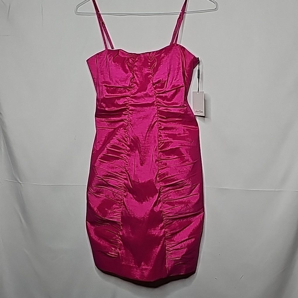 Calvin Klein NWT Calvin Klein shimmer Taffeta fuschia pink ruched dress 6 Size M / US 6-8 / IT 42-44 - 1 Thumbnail