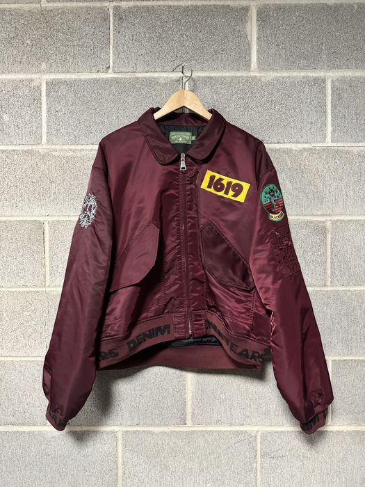 Streetwear DENIM TEARS TRANS ATLANTIC FLIGHT JACKET MAROON CROPPED