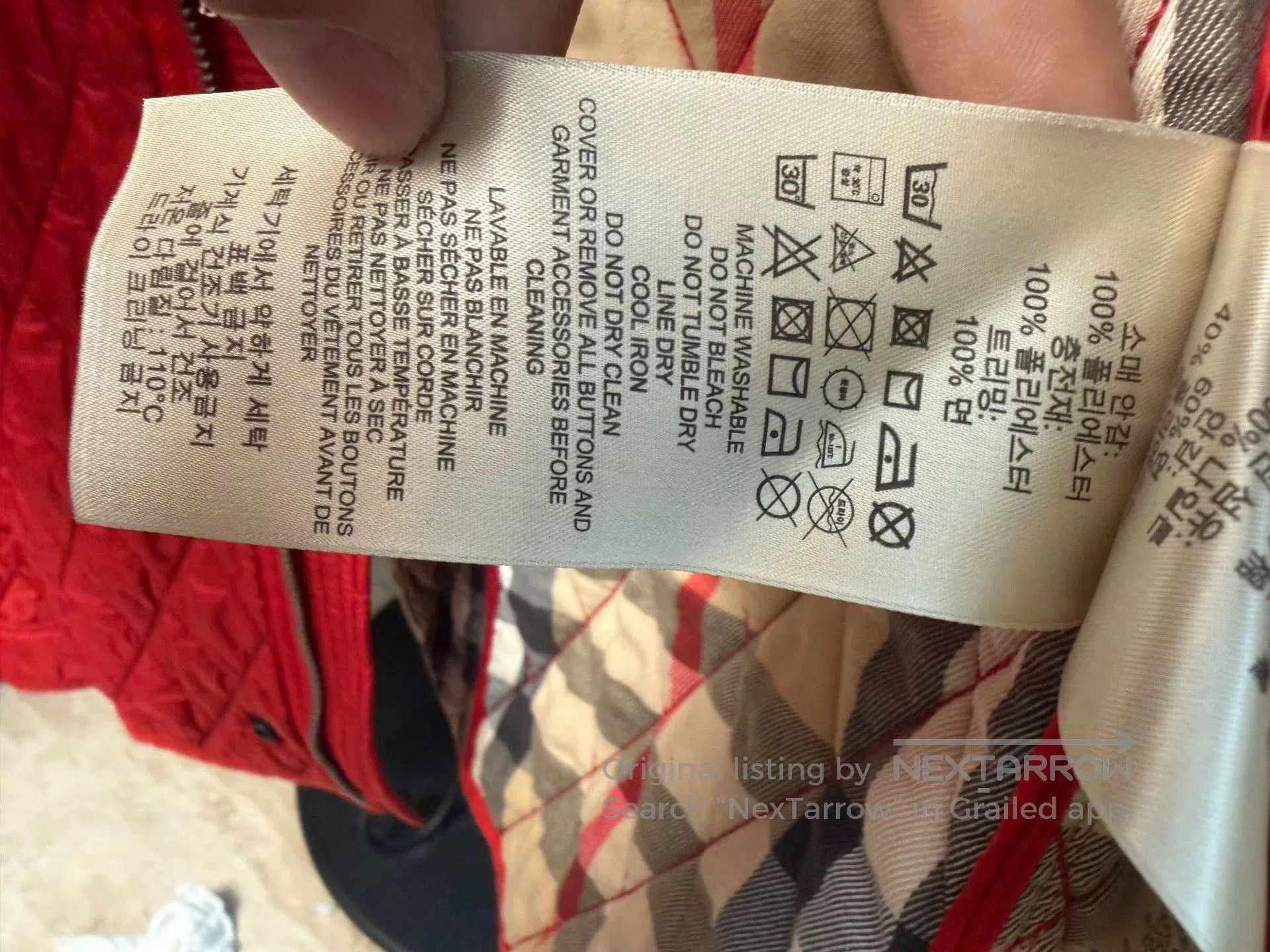 Burberry Burberry Brit Red Quilted Cotton Jacket. Size US L / EU 52-54 / 3 - 9 Thumbnail