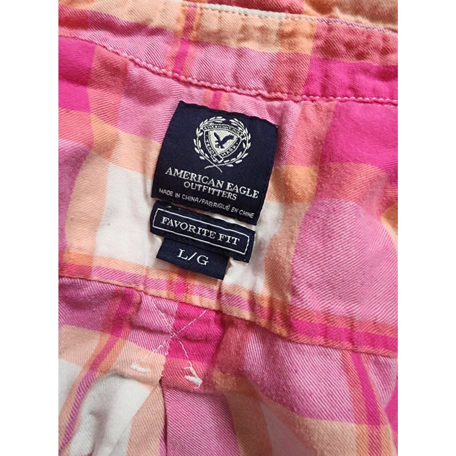 American Eagle Outfitters American Eagle Juniors Pink Plaid Flannel Shirt Long Sleeve Women Size L / US 10 / IT 46 - 6 Thumbnail