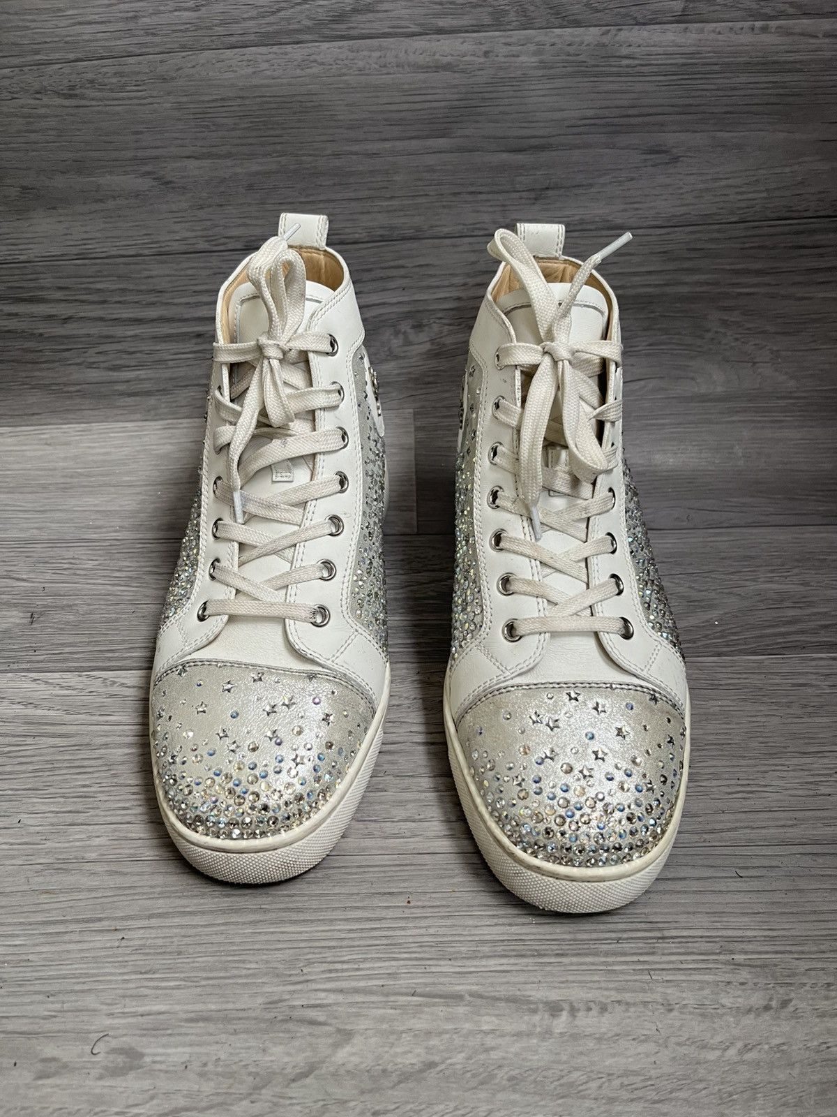 Christian Louboutin Christian loubotin leather crystal emblished hi-top sneaker Size US 7 / EU 40 - 3 Thumbnail