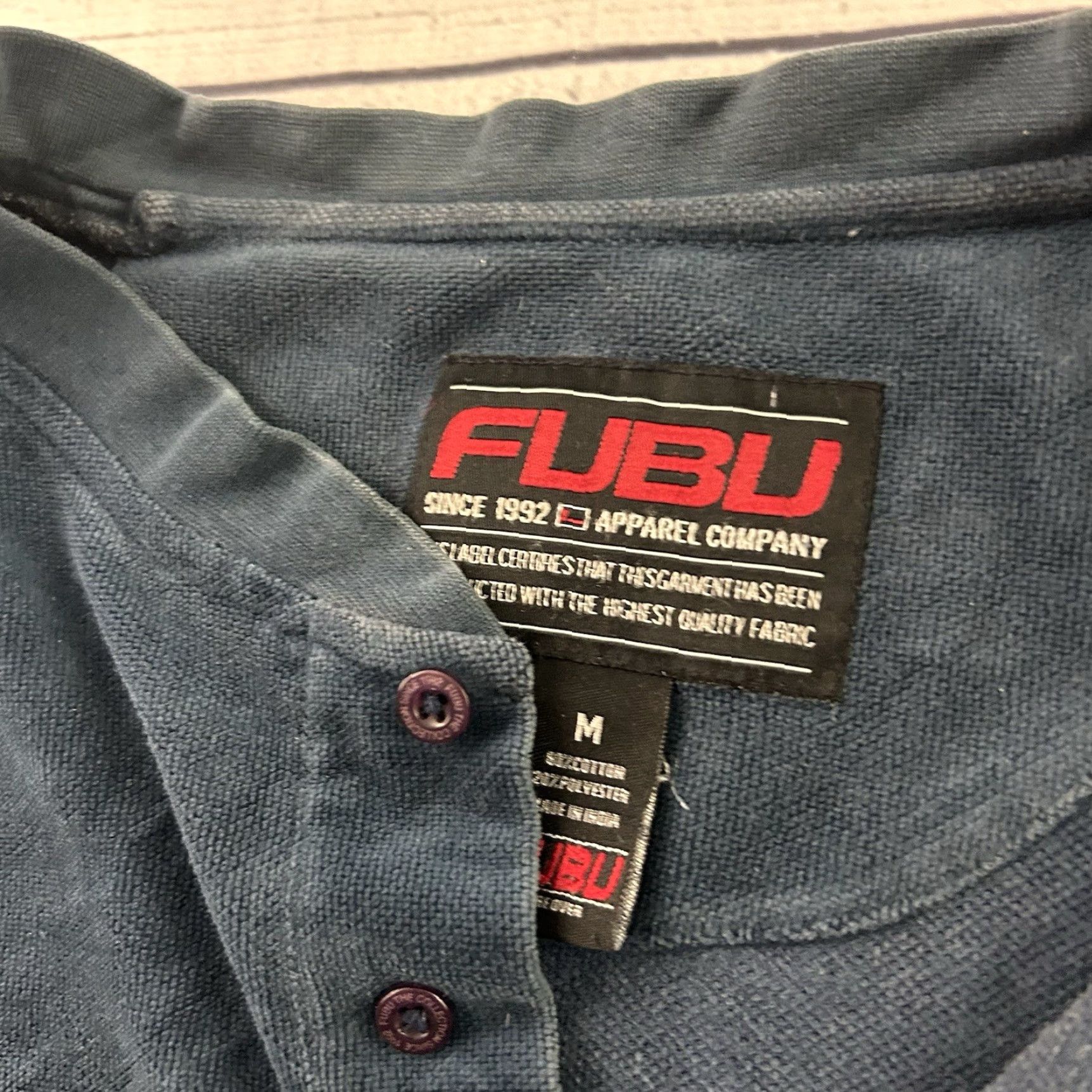 Fubu VINTAGE FUBU Velour Long Sleeve Button Front Rugby Shirt Men M Blue Size US M / EU 48-50 / 2 - 4 Thumbnail