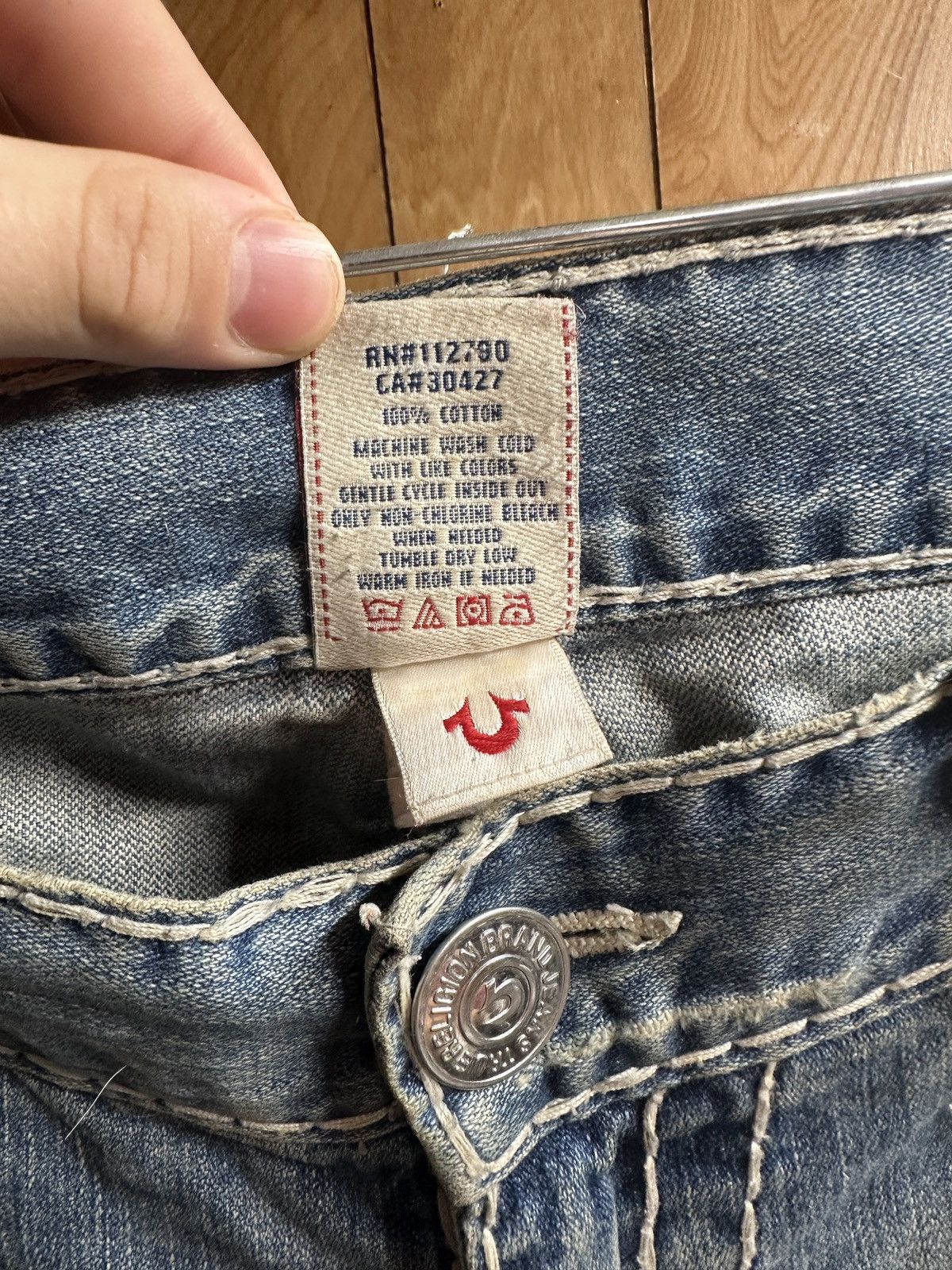 True Religion × Vintage True Religion Distressed Flared Jeans Size US 38 / EU 54 - 9 Thumbnail